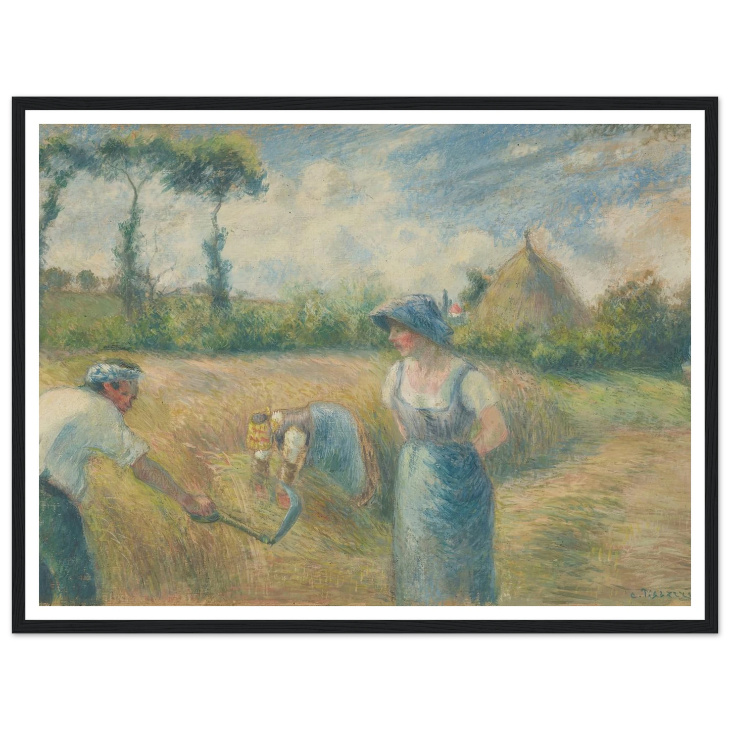 La Récolte (1880) Art Print | Camille Pissarro - Framed Poster - 30x40 cm / 12x16″ - Black frame