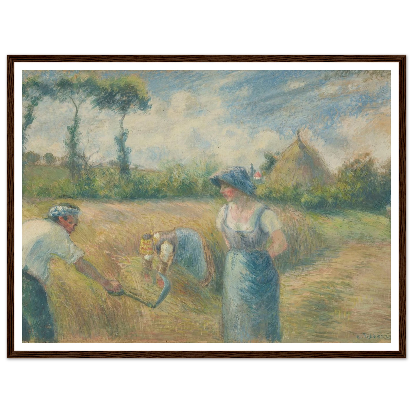 La Récolte (1880) Art Print | Camille Pissarro - Framed Poster - 30x40 cm / 12x16″ - Black frame