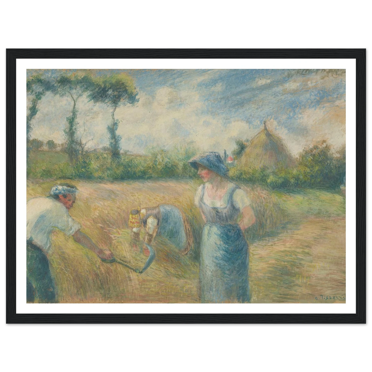 La Récolte (1880) Art Print | Camille Pissarro - Framed Poster - 30x40 cm / 12x16″ - Black frame