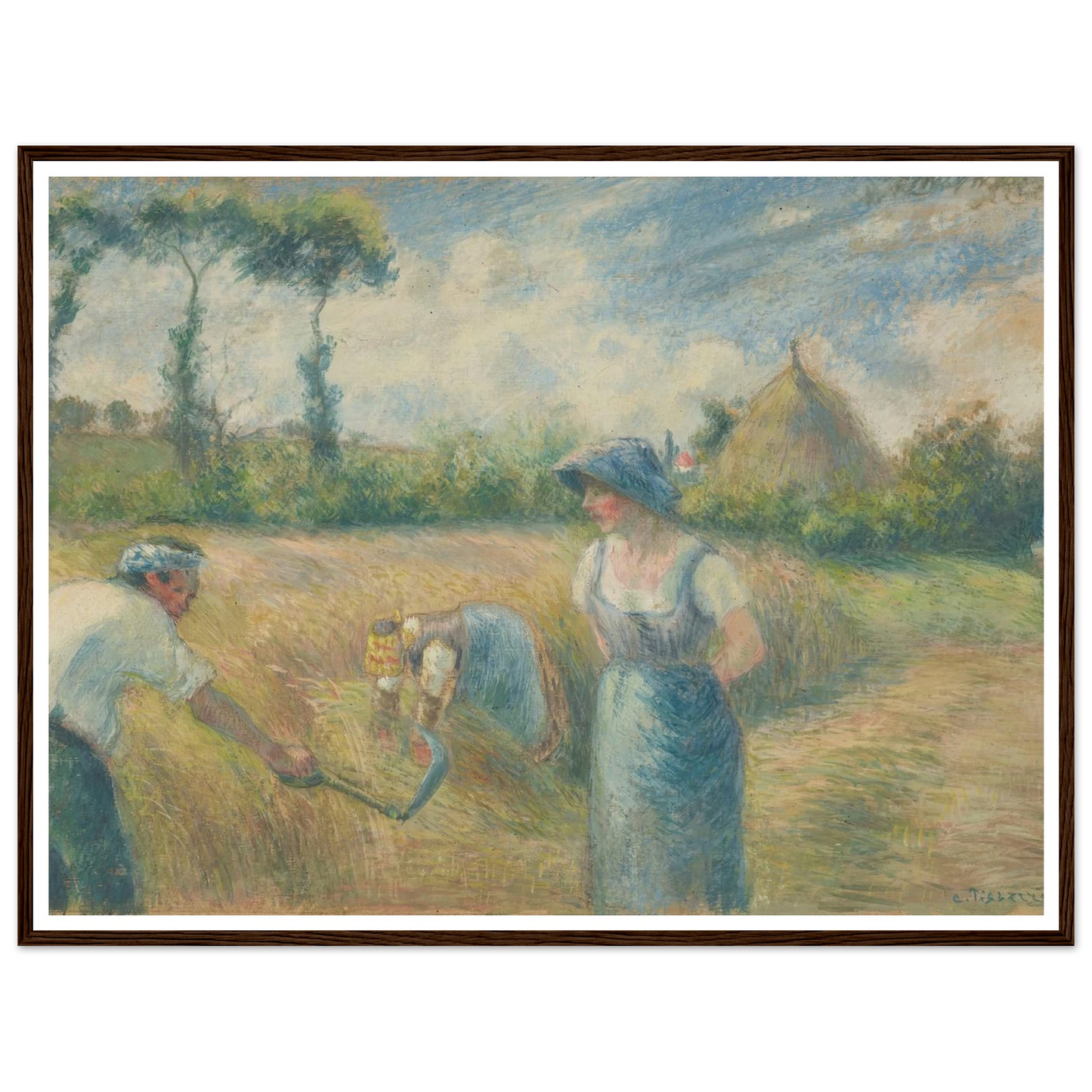 La Récolte (1880) Art Print | Camille Pissarro - Framed Poster - 30x40 cm / 12x16″ - Black frame