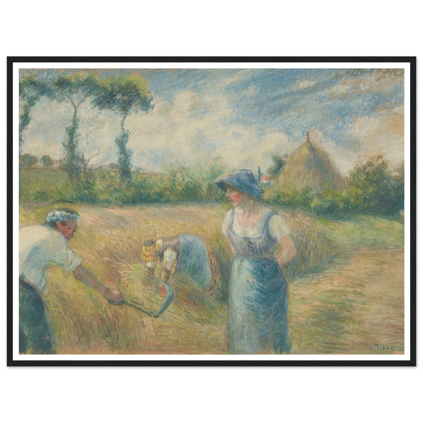 La Récolte (1880) Art Print | Camille Pissarro - Framed Poster - 30x40 cm / 12x16″ - Black frame