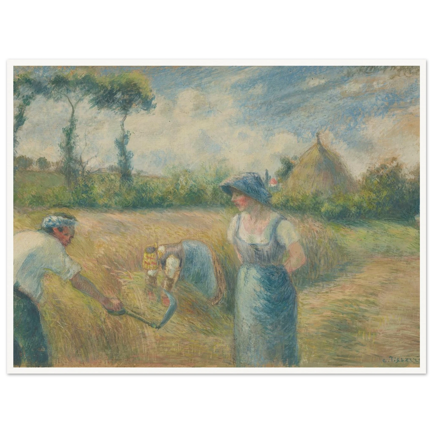 La Récolte (1880) Art Print | Camille Pissarro - Framed Poster - 30x40 cm / 12x16″ - Black frame