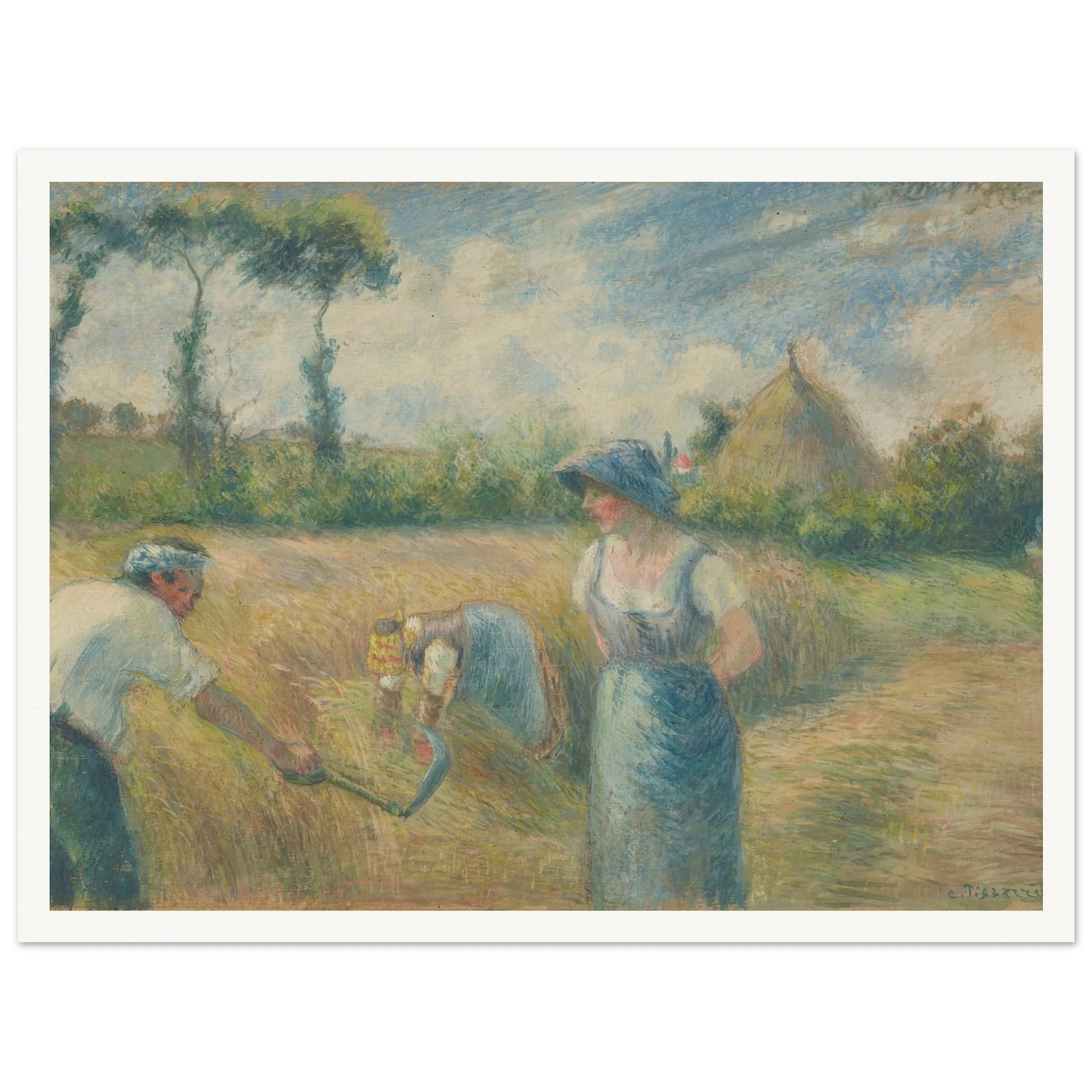 La Récolte (1880) Art Print | Camille Pissarro - Framed Poster - 30x40 cm / 12x16″ - Black frame