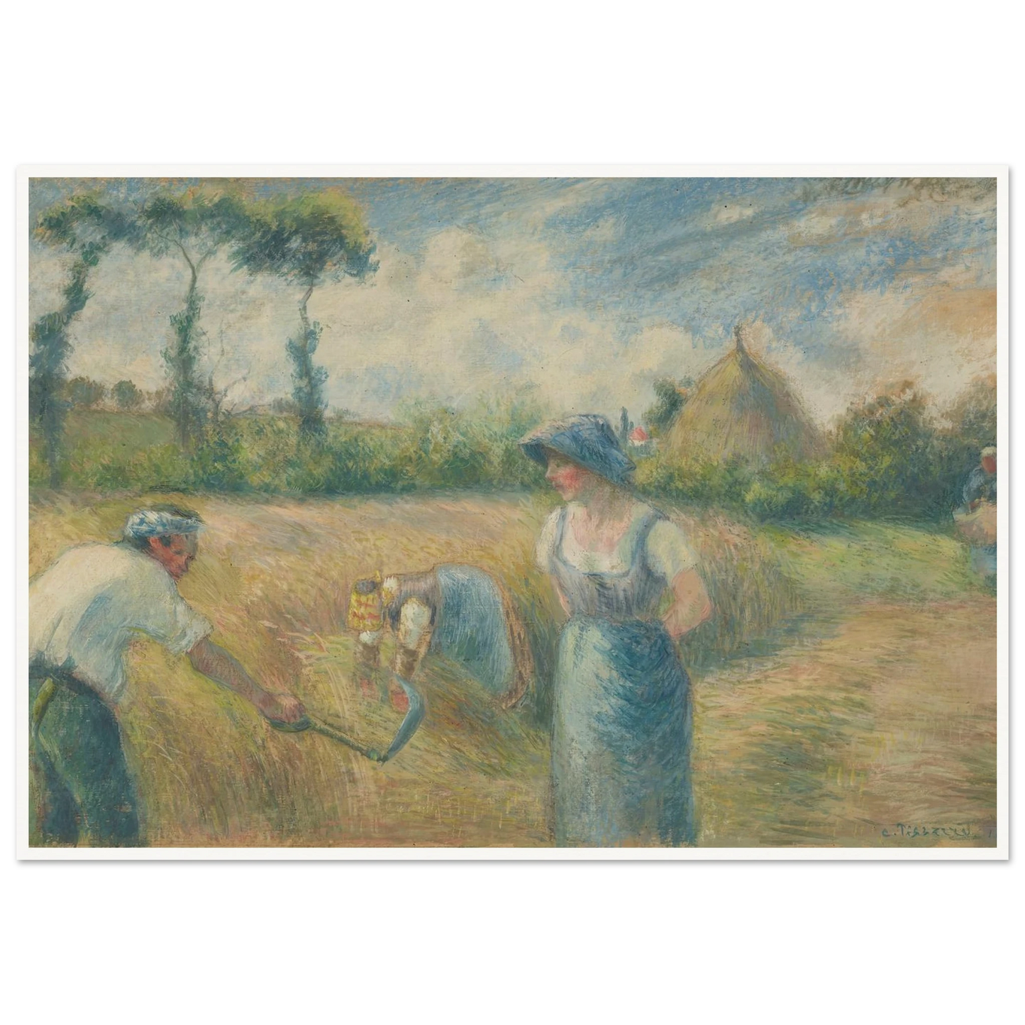 La Récolte (1880) Art Print | Camille Pissarro - Framed Poster - 30x40 cm / 12x16″ - Black frame