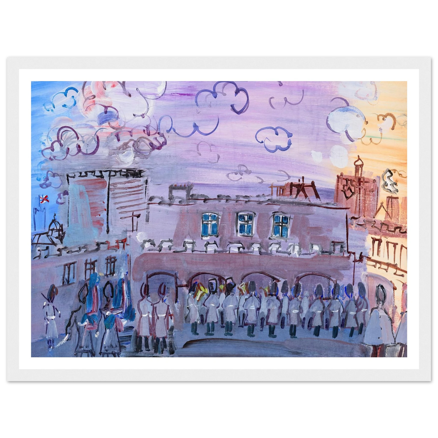 La relève de la garde à Saint-James’s Palace (1935-1936) Art Print | Raoul Dufy - Framed Poster - 30x40 cm / 12x16″ - Black frame