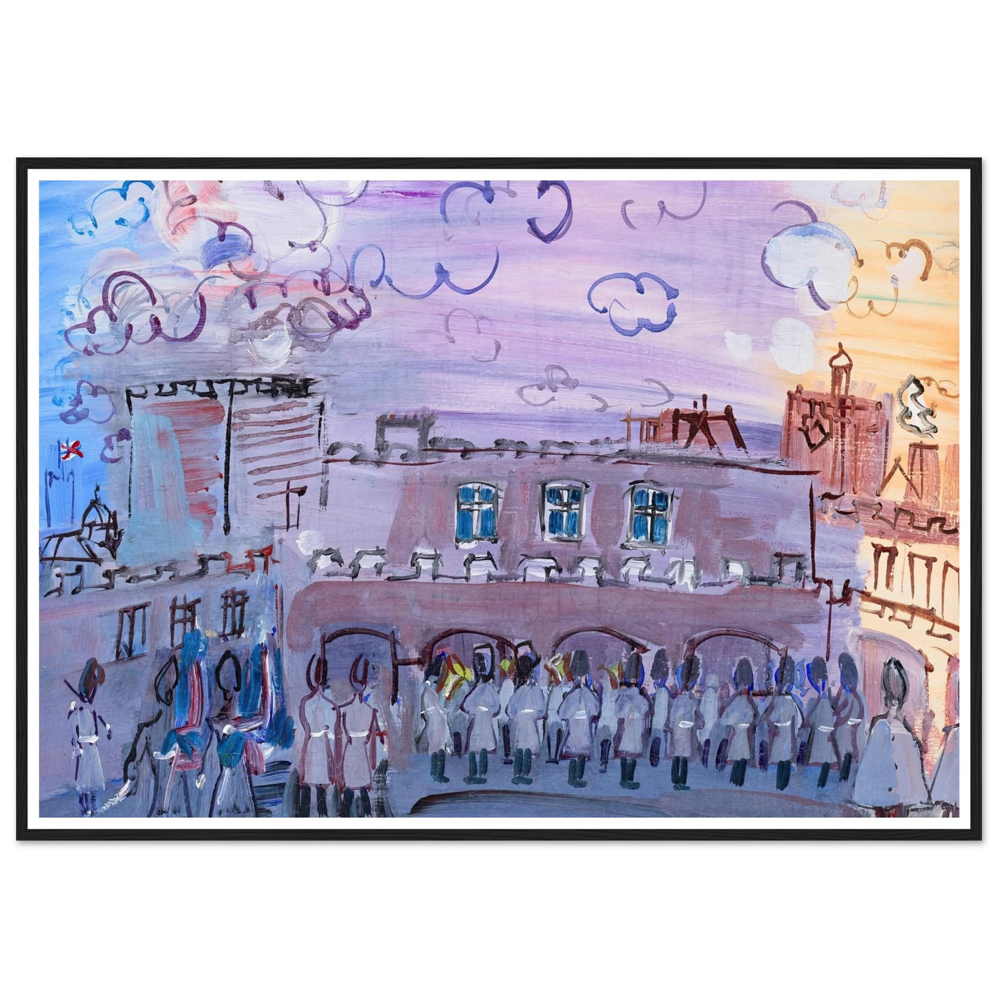 La relève de la garde à Saint-James’s Palace (1935-1936) Art Print | Raoul Dufy - Framed Poster - 30x40 cm / 12x16″ - Black frame