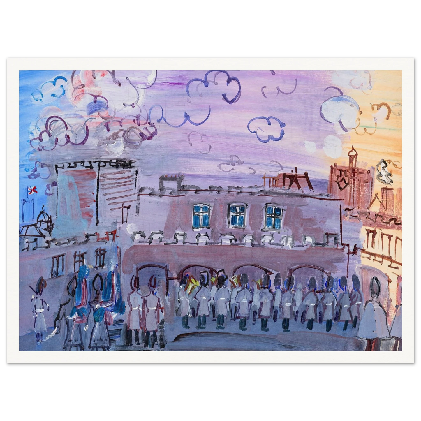 La relève de la garde à Saint-James’s Palace (1935-1936) Art Print | Raoul Dufy - Framed Poster - 30x40 cm / 12x16″ - Black frame