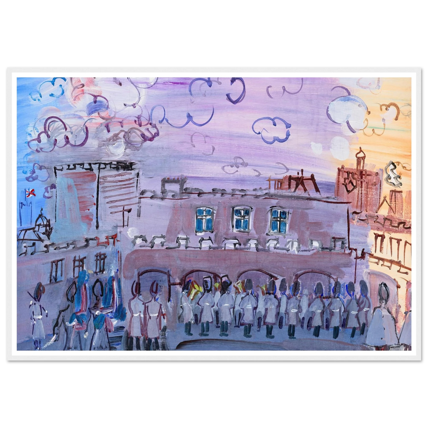La relève de la garde à Saint-James’s Palace (1935-1936) Art Print | Raoul Dufy - Framed Poster - 30x40 cm / 12x16″ - Black frame