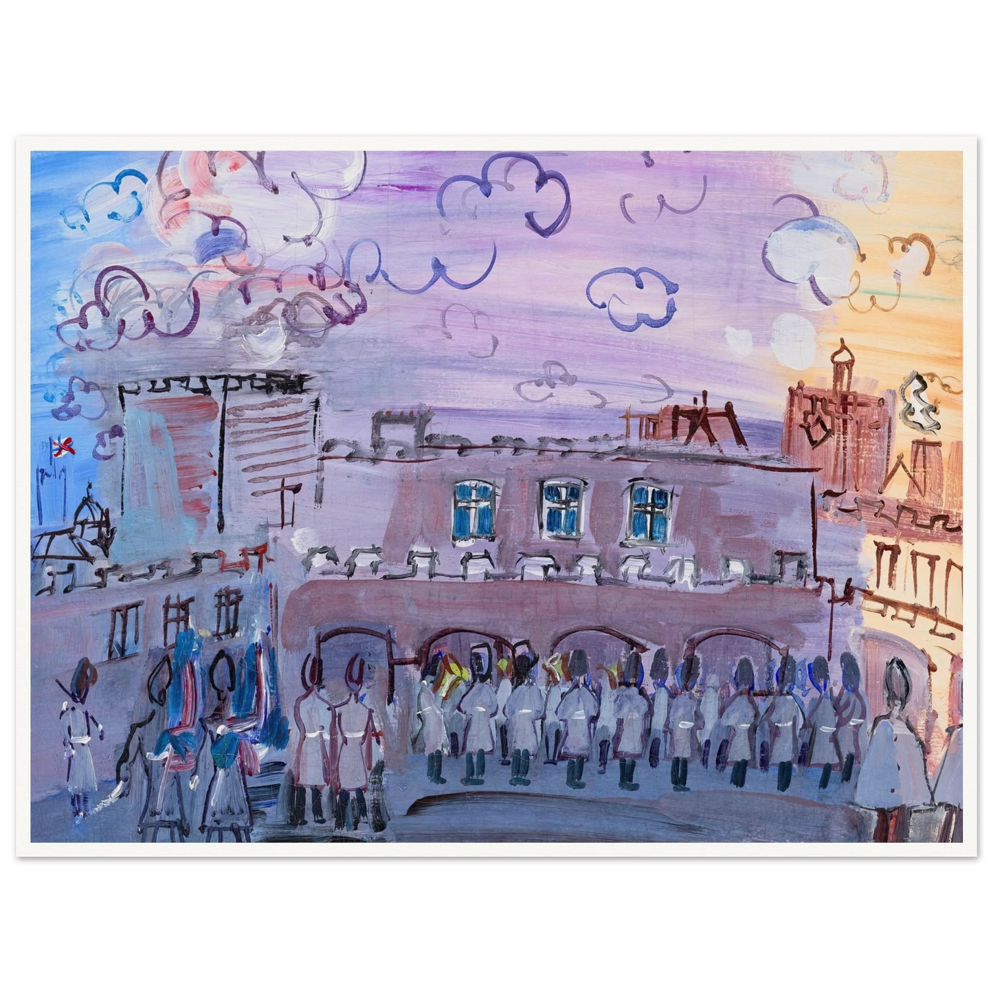 La relève de la garde à Saint-James’s Palace (1935-1936) Art Print | Raoul Dufy - Framed Poster - 30x40 cm / 12x16″ - Black frame