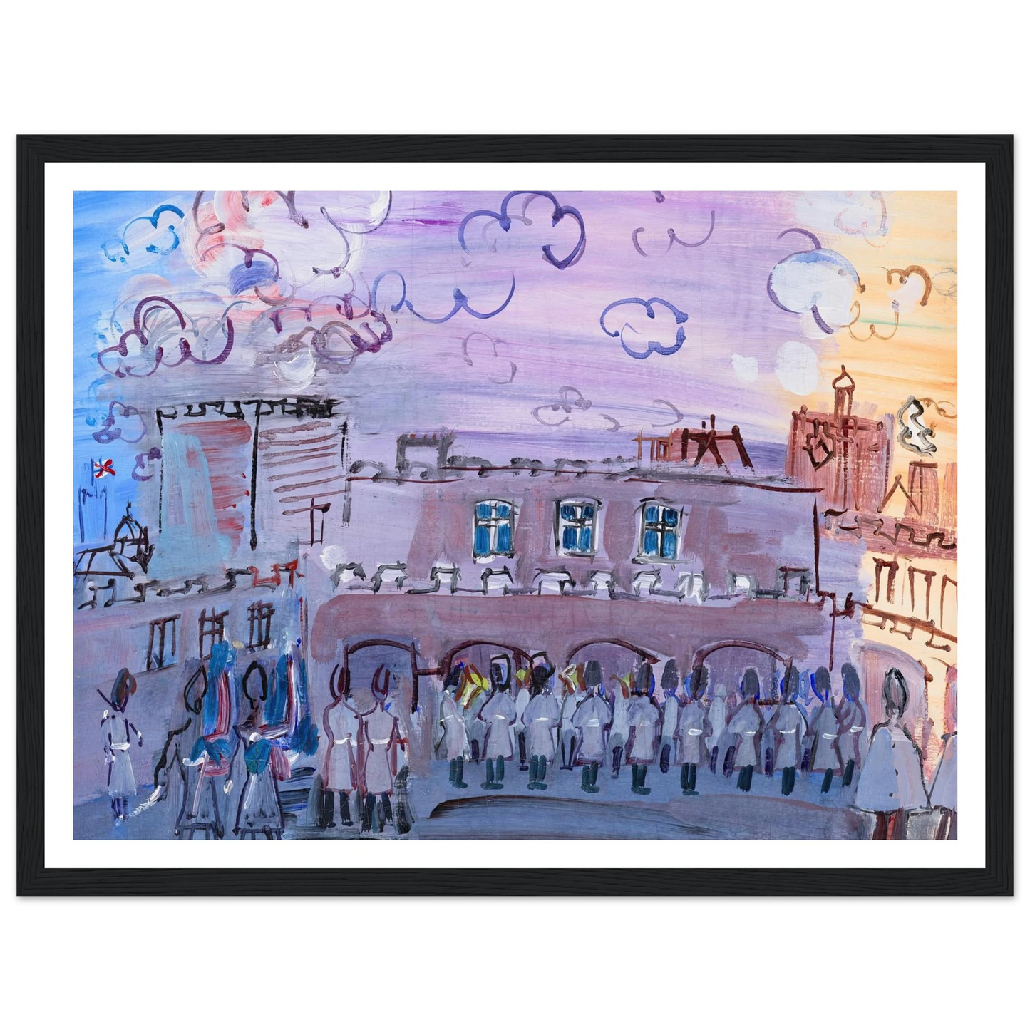 La relève de la garde à Saint-James’s Palace (1935-1936) Art Print | Raoul Dufy - Framed Poster - 30x40 cm / 12x16″ - Black frame