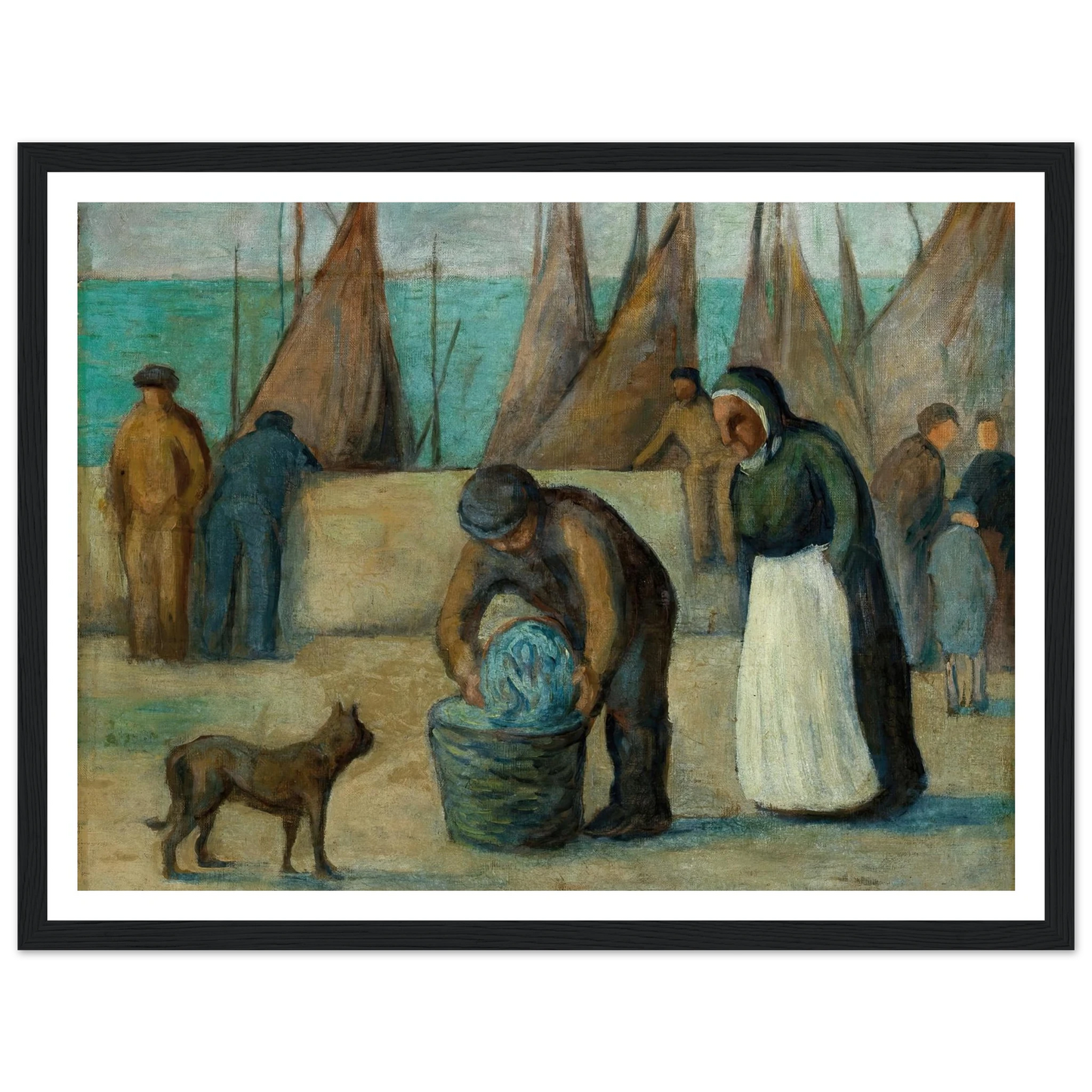 La Rentrée des Pécheurs Art Print | Maximilien Luce - Framed Poster - 30x40 cm / 12x16″ - Black frame