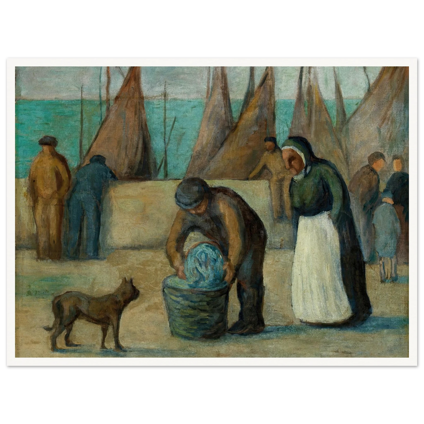 La Rentrée des Pécheurs Art Print | Maximilien Luce - Framed Poster - 30x40 cm / 12x16″ - Black frame