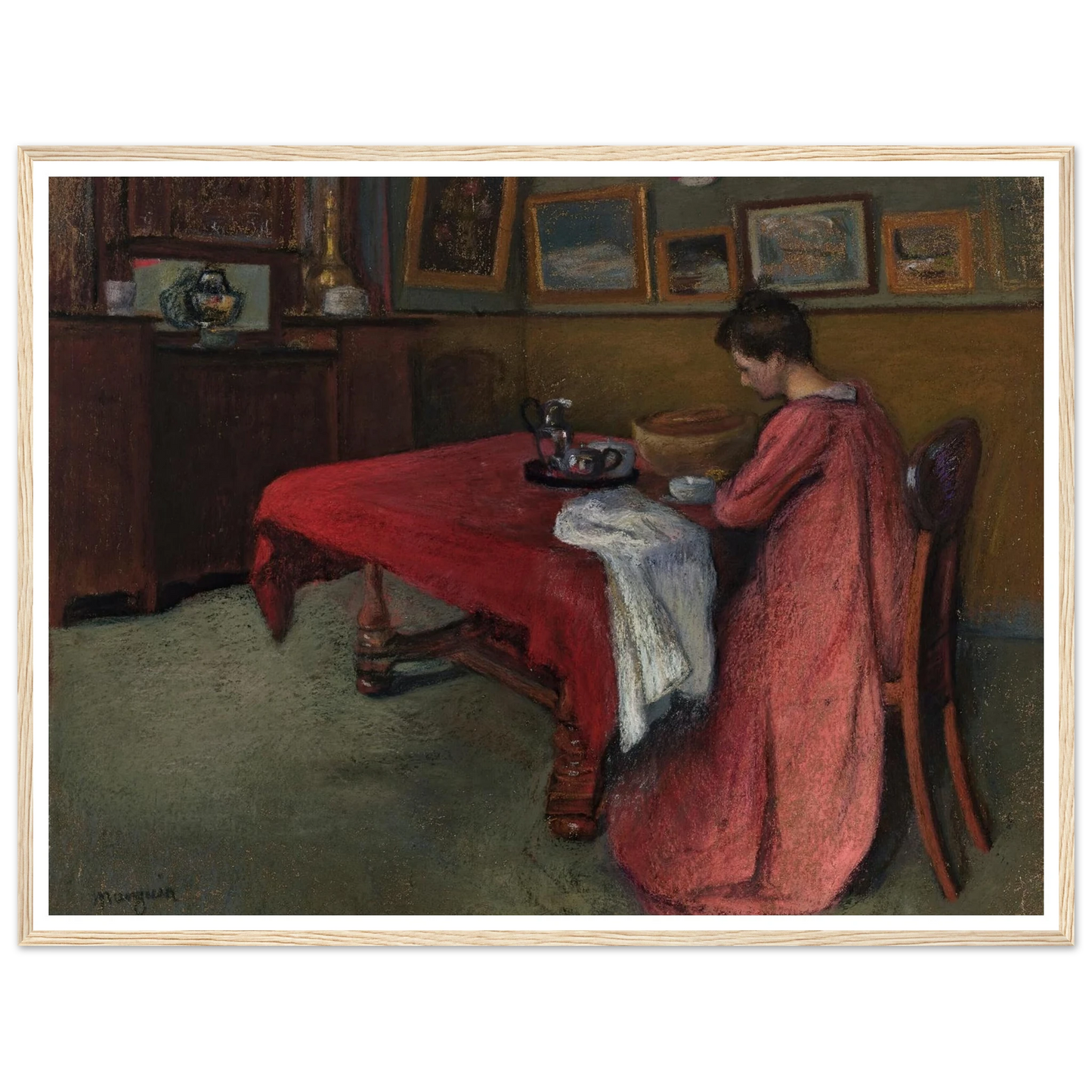 La robe de chambre rouge (1902) Art Print | Henri Manguin - Framed Poster - 30x40 cm / 12x16″ - Black frame