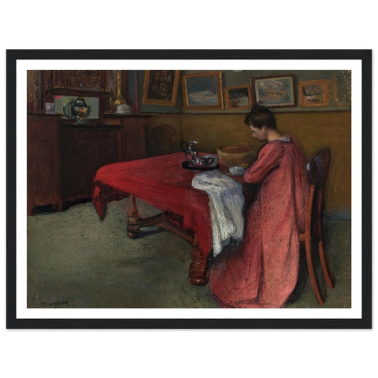 La robe de chambre rouge (1902) Art Print | Henri Manguin - Framed Poster - 30x40 cm / 12x16″ - Black frame