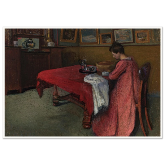 La robe de chambre rouge (1902) Art Print | Henri Manguin - Framed Poster - 30x40 cm / 12x16″ - Black frame