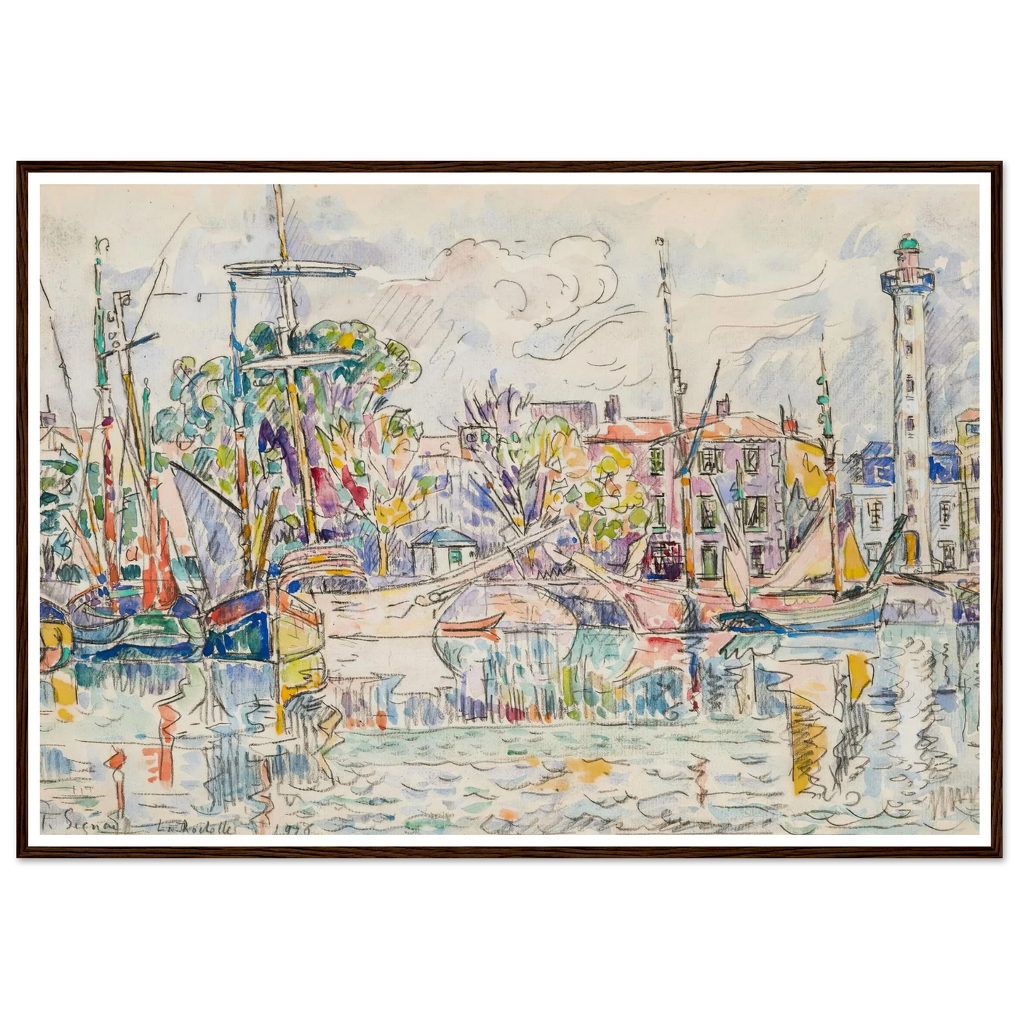 La Rochelle, le phare (1926) Art Print | Paul Signac - Framed Poster - 30x40 cm / 12x16″ - Black frame