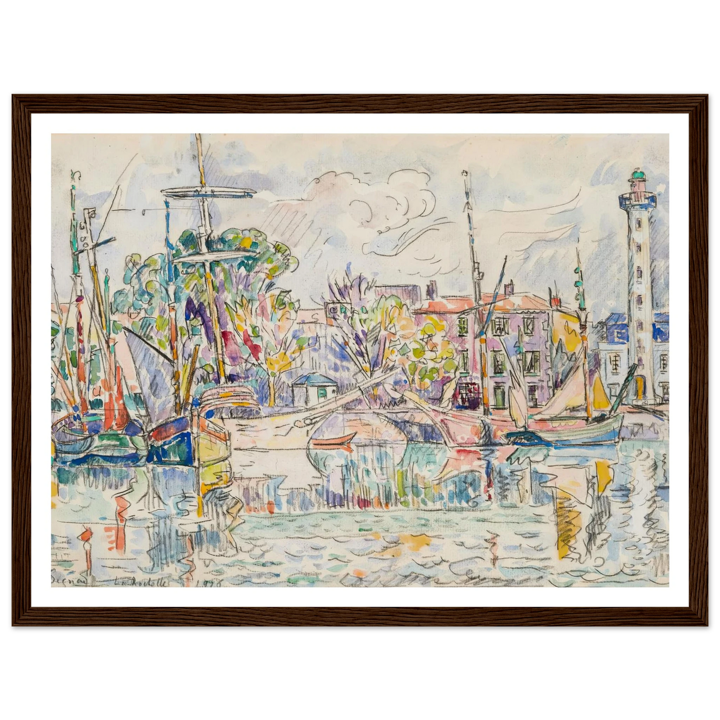 La Rochelle, le phare (1926) Art Print | Paul Signac - Framed Poster - 30x40 cm / 12x16″ - Black frame