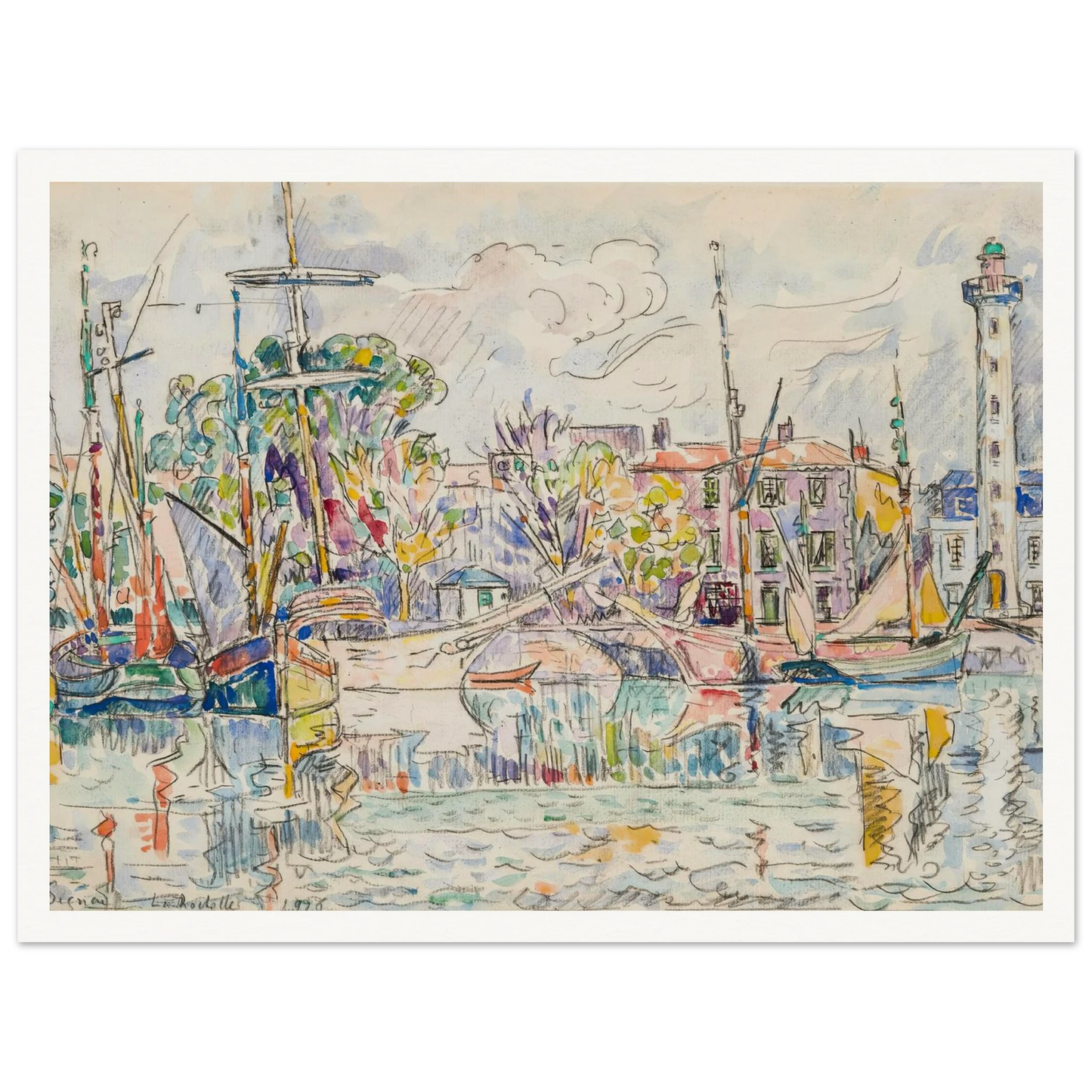 La Rochelle, le phare (1926) Art Print | Paul Signac - Framed Poster - 30x40 cm / 12x16″ - Black frame