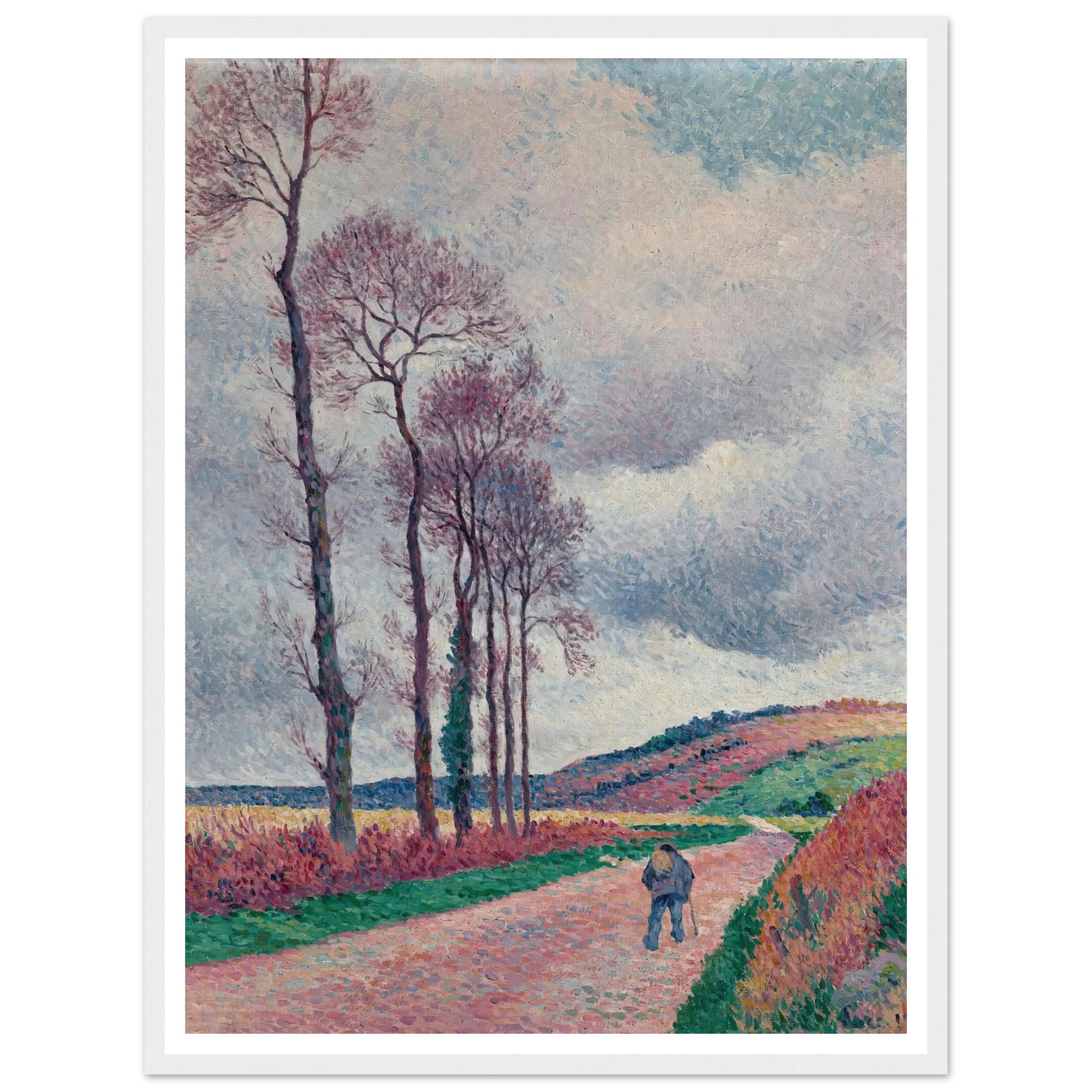 La route aux environs de Méréville (1902) Art Print | Maximilien Luce - Framed Poster - 30x40 cm / 12x16″ - Black frame