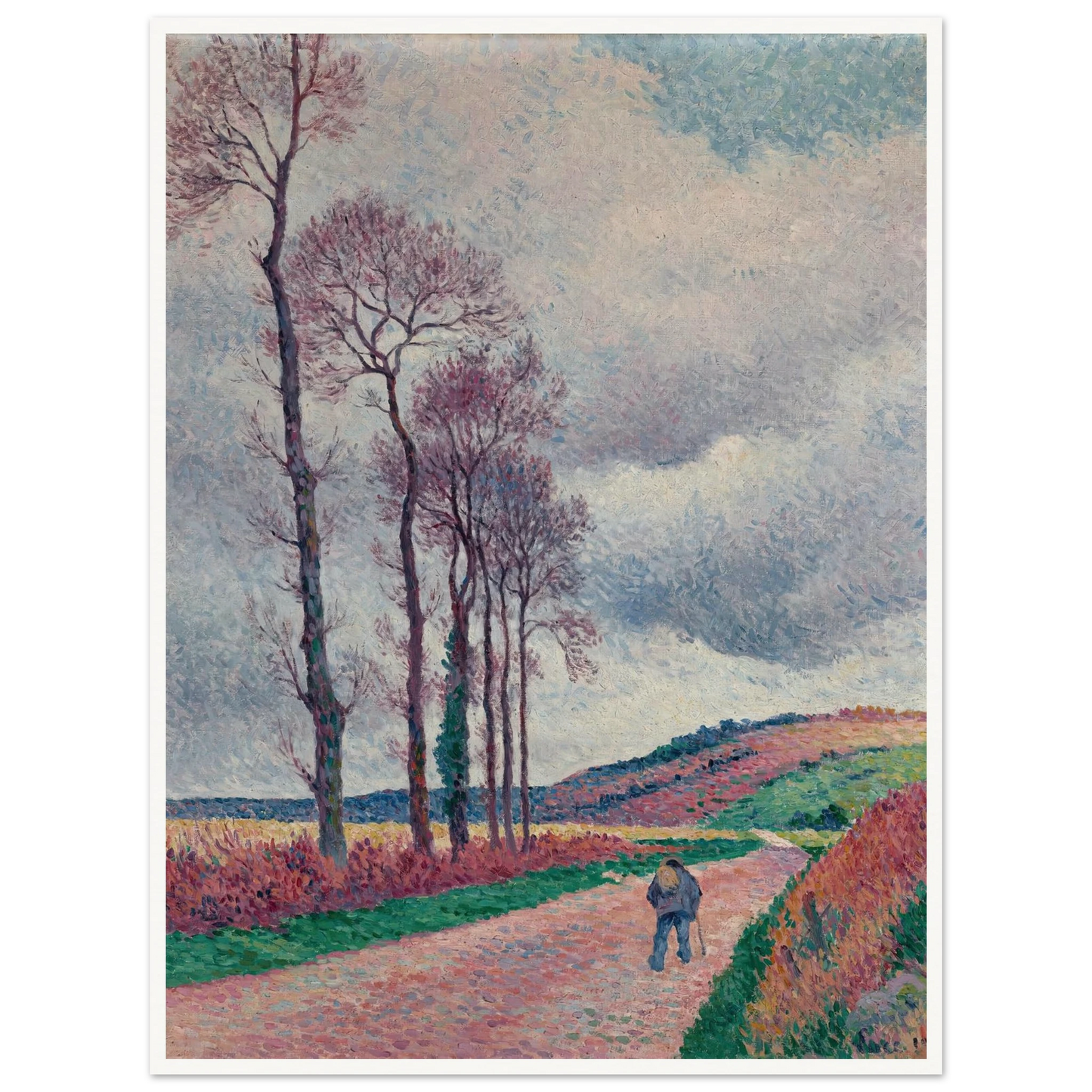 La route aux environs de Méréville (1902) Art Print | Maximilien Luce - Framed Poster - 30x40 cm / 12x16″ - Black frame