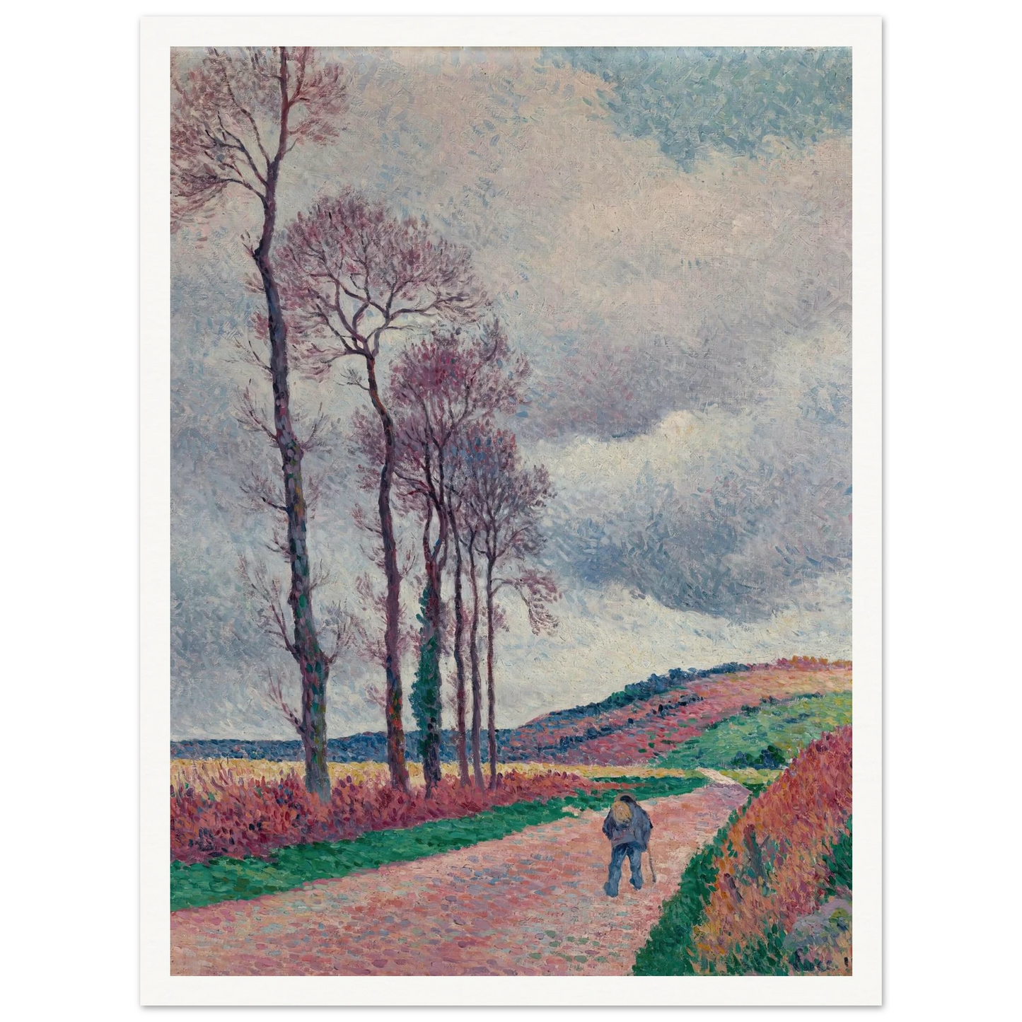 La route aux environs de Méréville (1902) Art Print | Maximilien Luce - Framed Poster - 30x40 cm / 12x16″ - Black frame