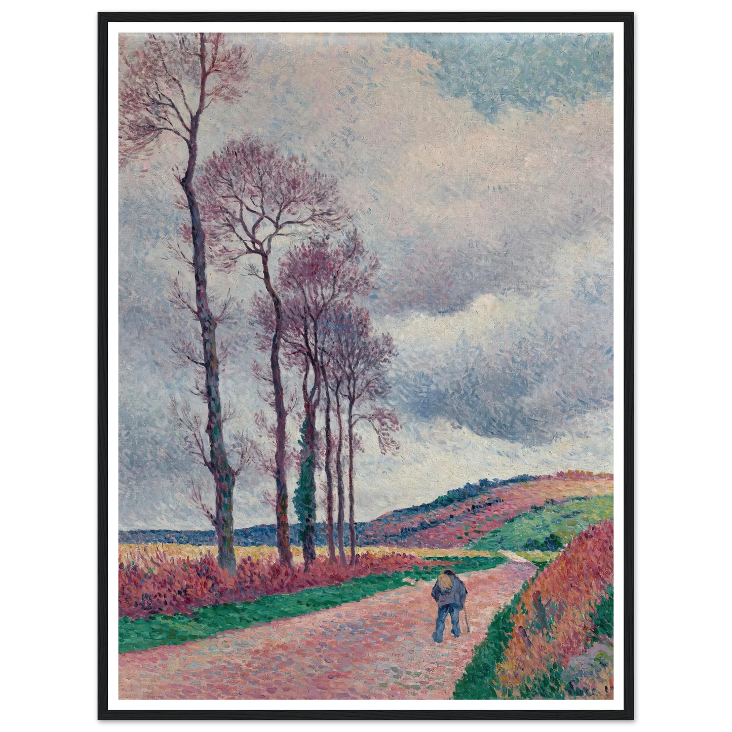 La route aux environs de Méréville (1902) Art Print | Maximilien Luce - Framed Poster - 30x40 cm / 12x16″ - Black frame