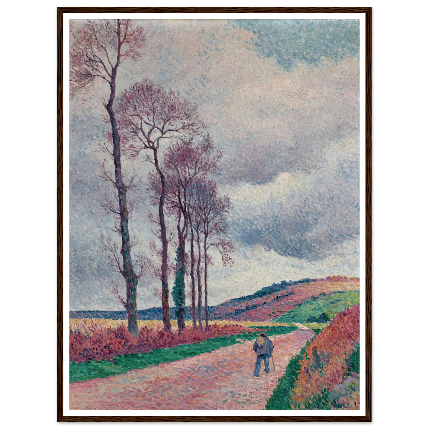 La route aux environs de Méréville (1902) Art Print | Maximilien Luce - Framed Poster - 30x40 cm / 12x16″ - Black frame