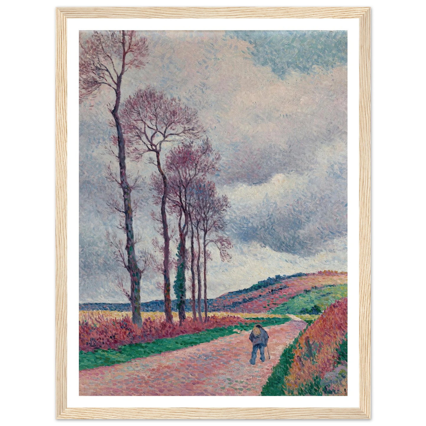 La route aux environs de Méréville (1902) Art Print | Maximilien Luce - Framed Poster - 30x40 cm / 12x16″ - Black frame