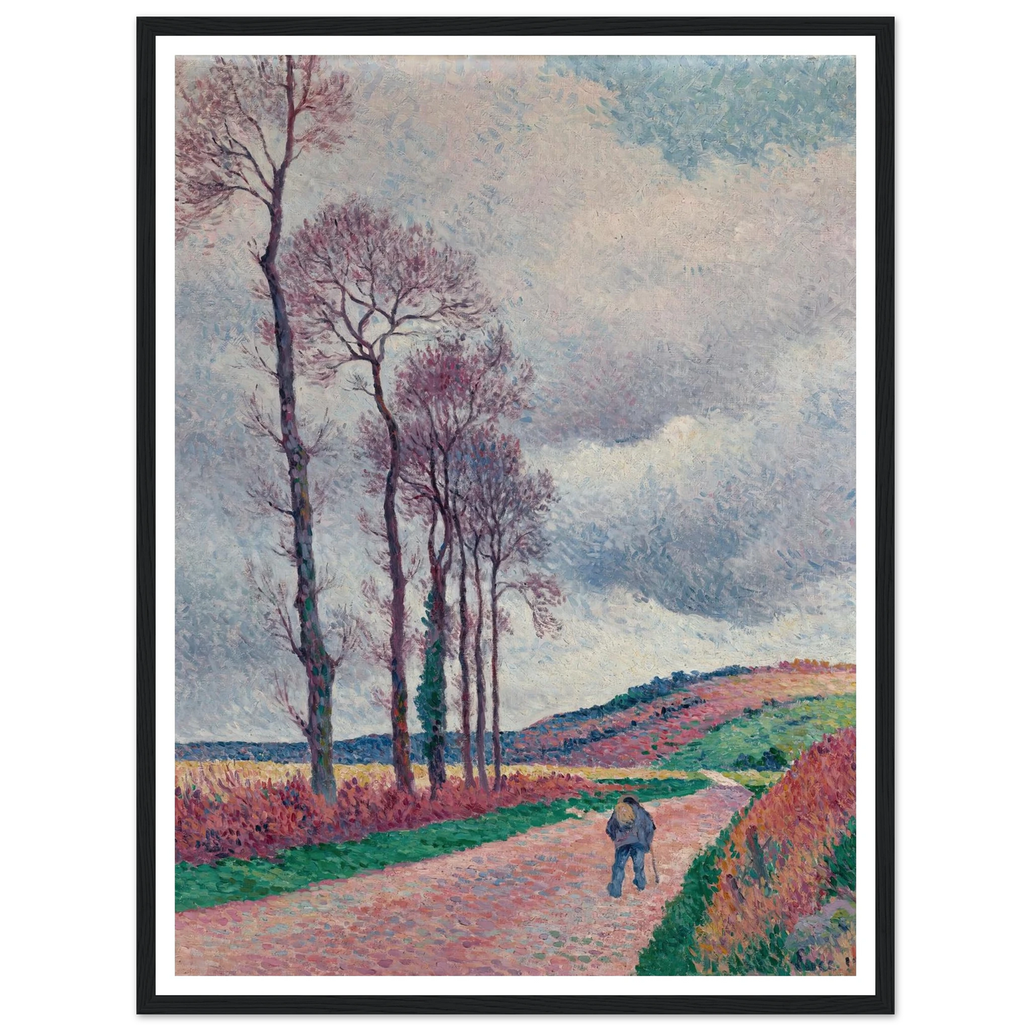 La route aux environs de Méréville (1902) Art Print | Maximilien Luce - Framed Poster - 30x40 cm / 12x16″ - Black frame