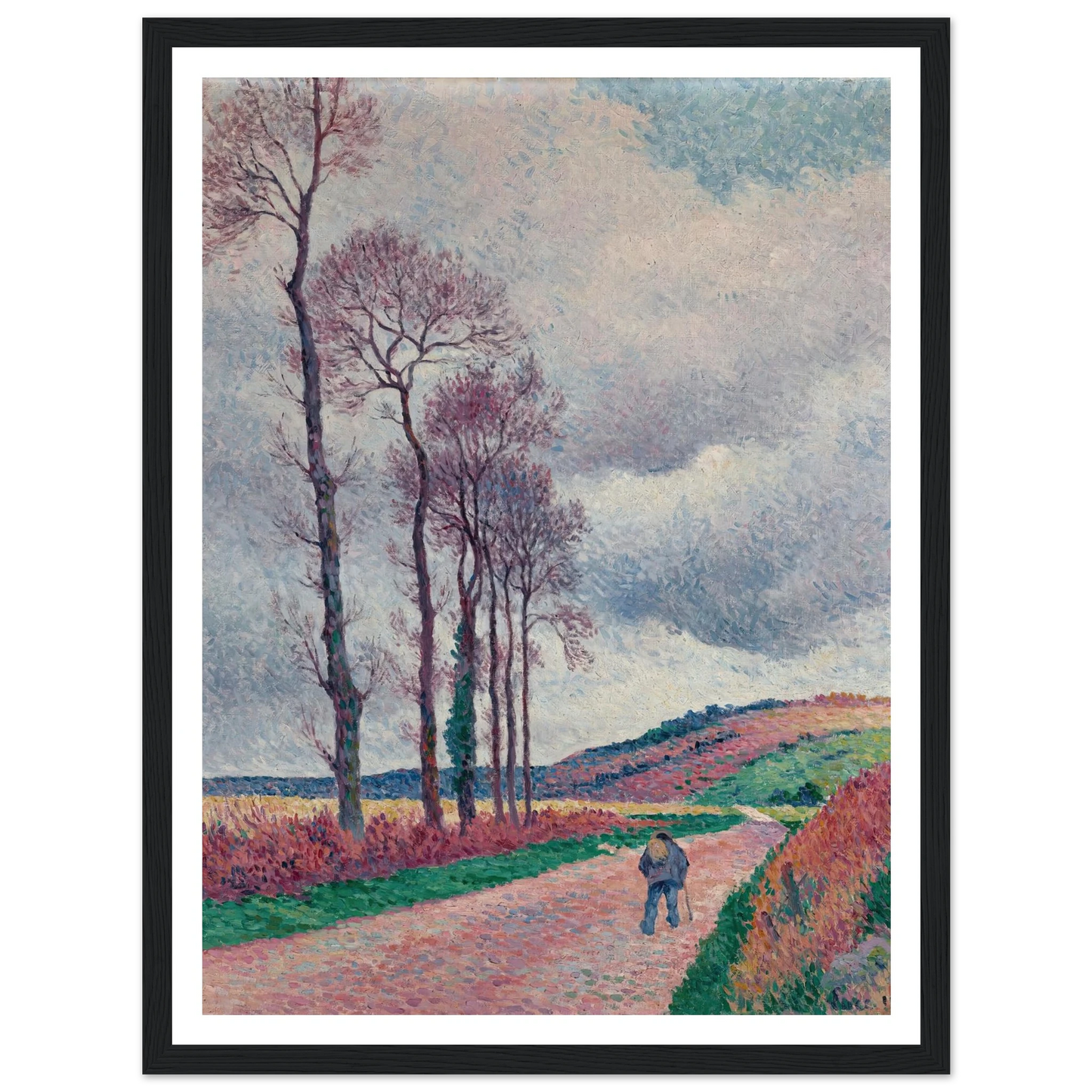 La route aux environs de Méréville (1902) Art Print | Maximilien Luce - Framed Poster - 30x40 cm / 12x16″ - Black frame