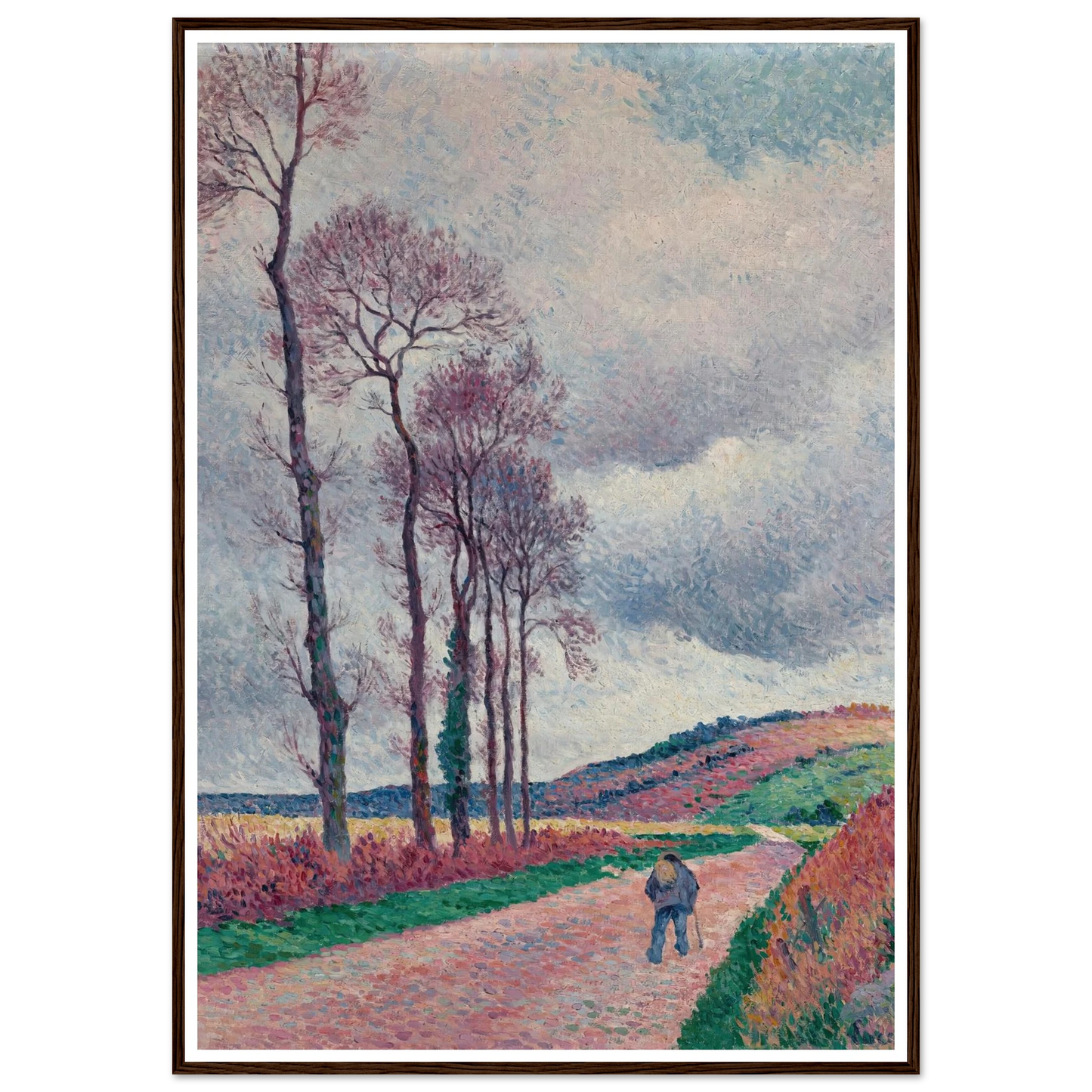 La route aux environs de Méréville (1902) Art Print | Maximilien Luce - Framed Poster - 30x40 cm / 12x16″ - Black frame