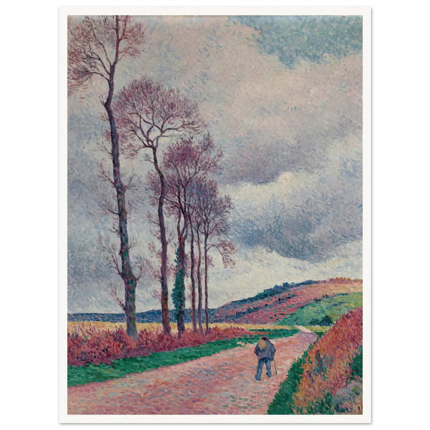 La route aux environs de Méréville (1902) Art Print | Maximilien Luce - Framed Poster - 30x40 cm / 12x16″ - Black frame