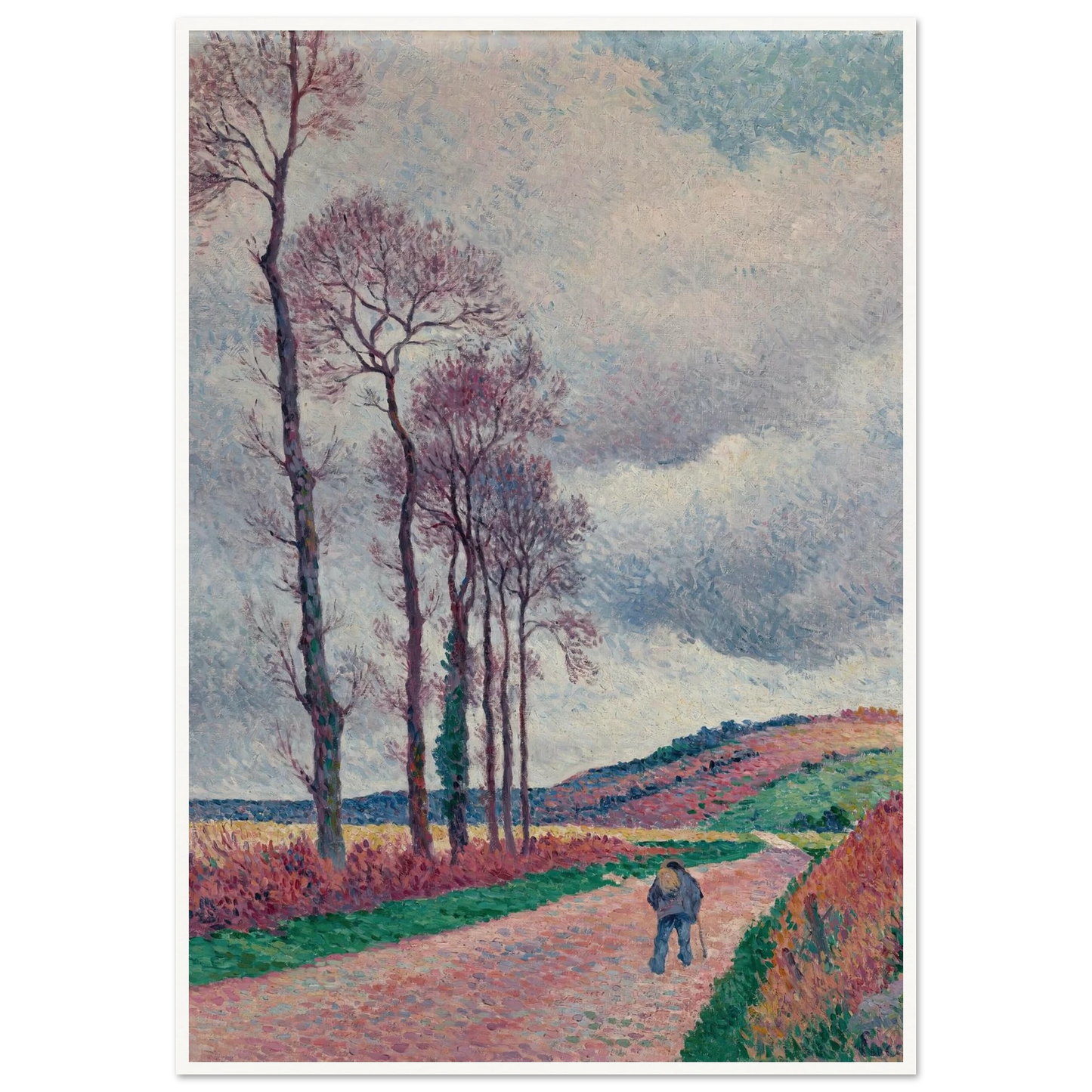 La route aux environs de Méréville (1902) Art Print | Maximilien Luce - Framed Poster - 30x40 cm / 12x16″ - Black frame