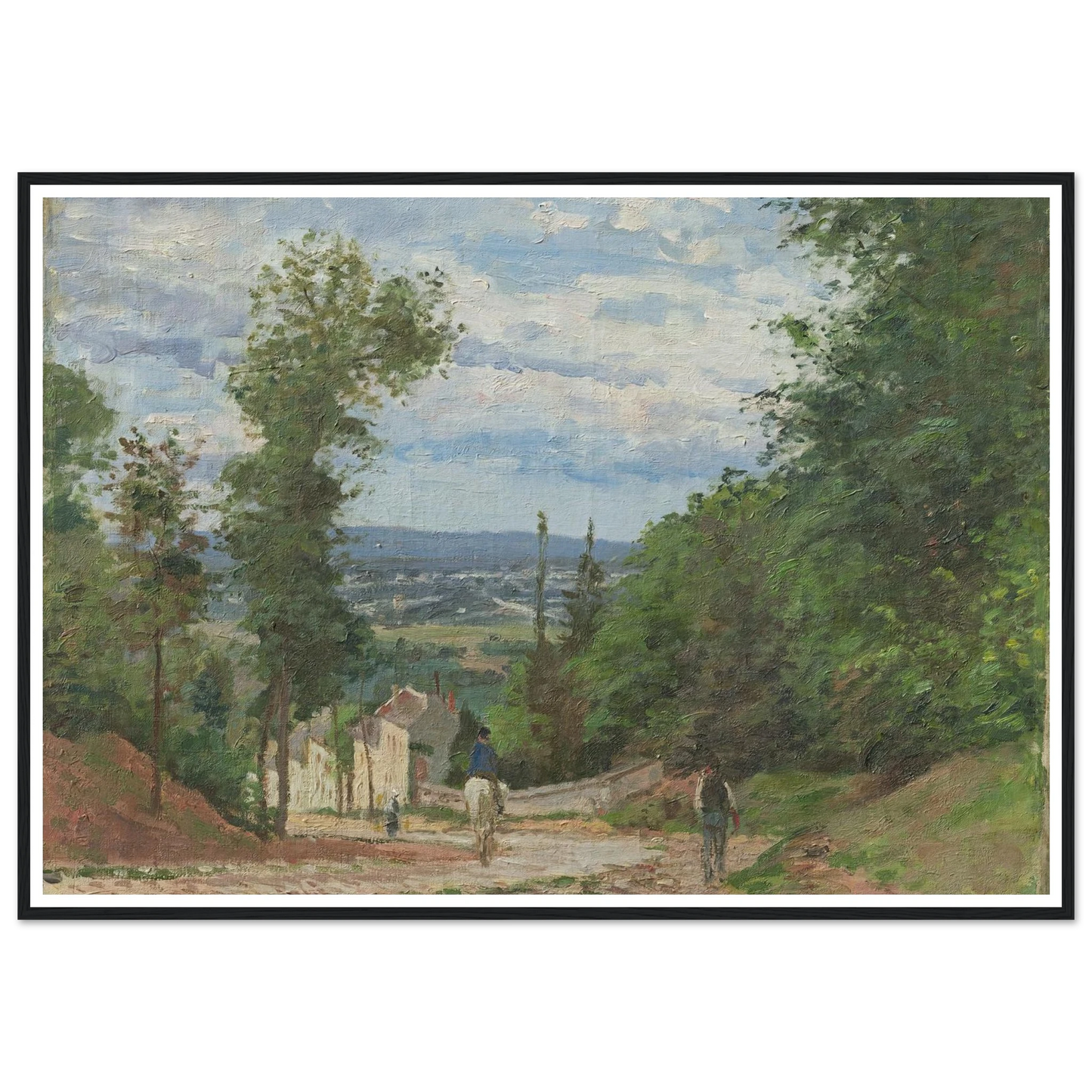 La Route de Marly, Louveciennes (1871) Art Print | Camille Pissarro - Framed Poster - 30x40 cm / 12x16″ - Black frame