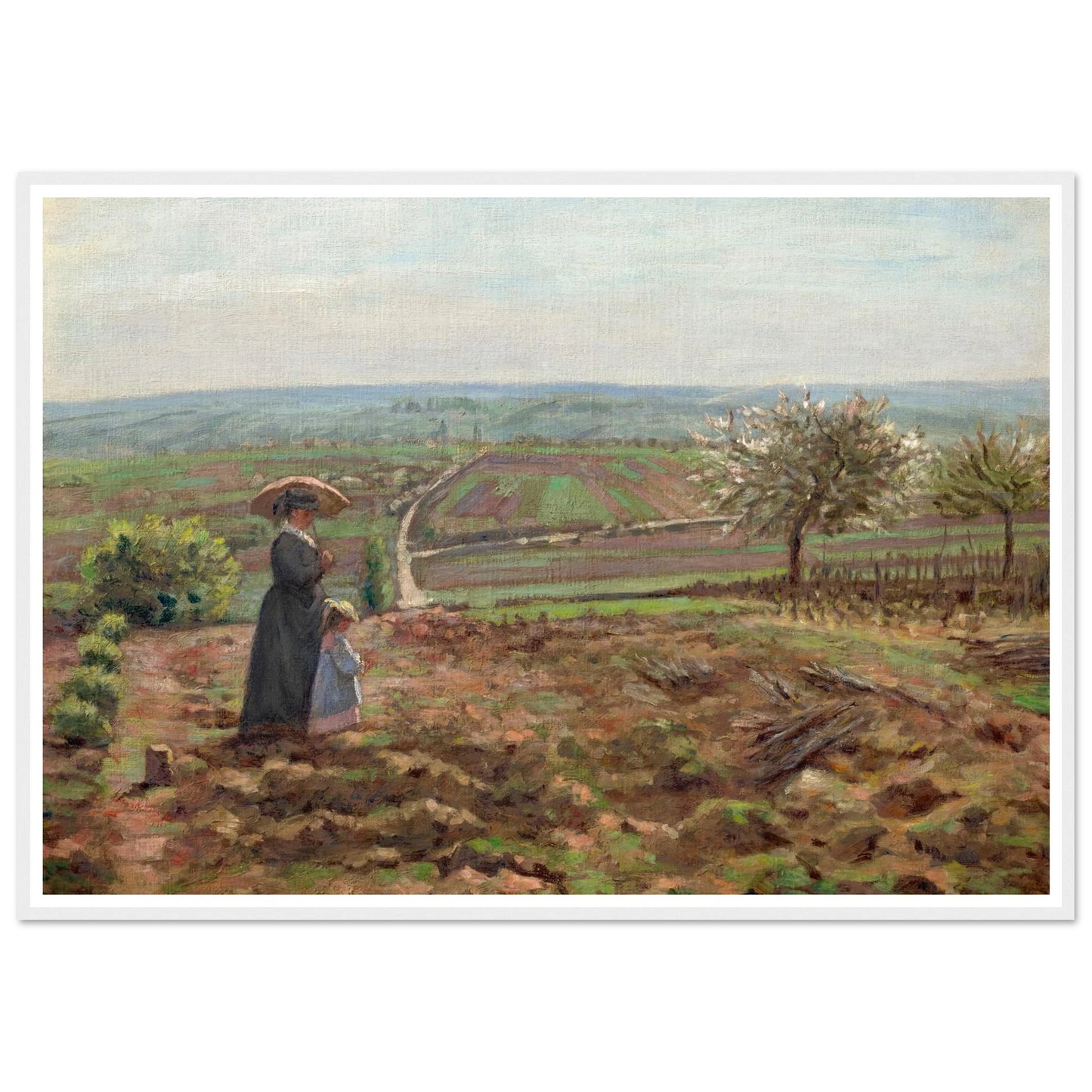 La route de Rouen, les hauteurs de l’Hautil, Pontoise (1872) Art Print | Camille Pissarro - Framed Poster - 30x40 cm / 12x16″ - Black frame