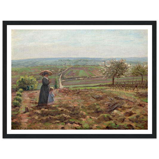 La route de Rouen, les hauteurs de l’Hautil, Pontoise (1872) Art Print | Camille Pissarro - Framed Poster - 30x40 cm / 12x16″ - Black frame