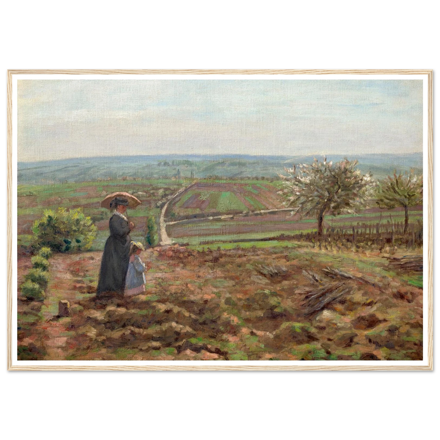 La route de Rouen, les hauteurs de l’Hautil, Pontoise (1872) Art Print | Camille Pissarro - Framed Poster - 30x40 cm / 12x16″ - Black frame