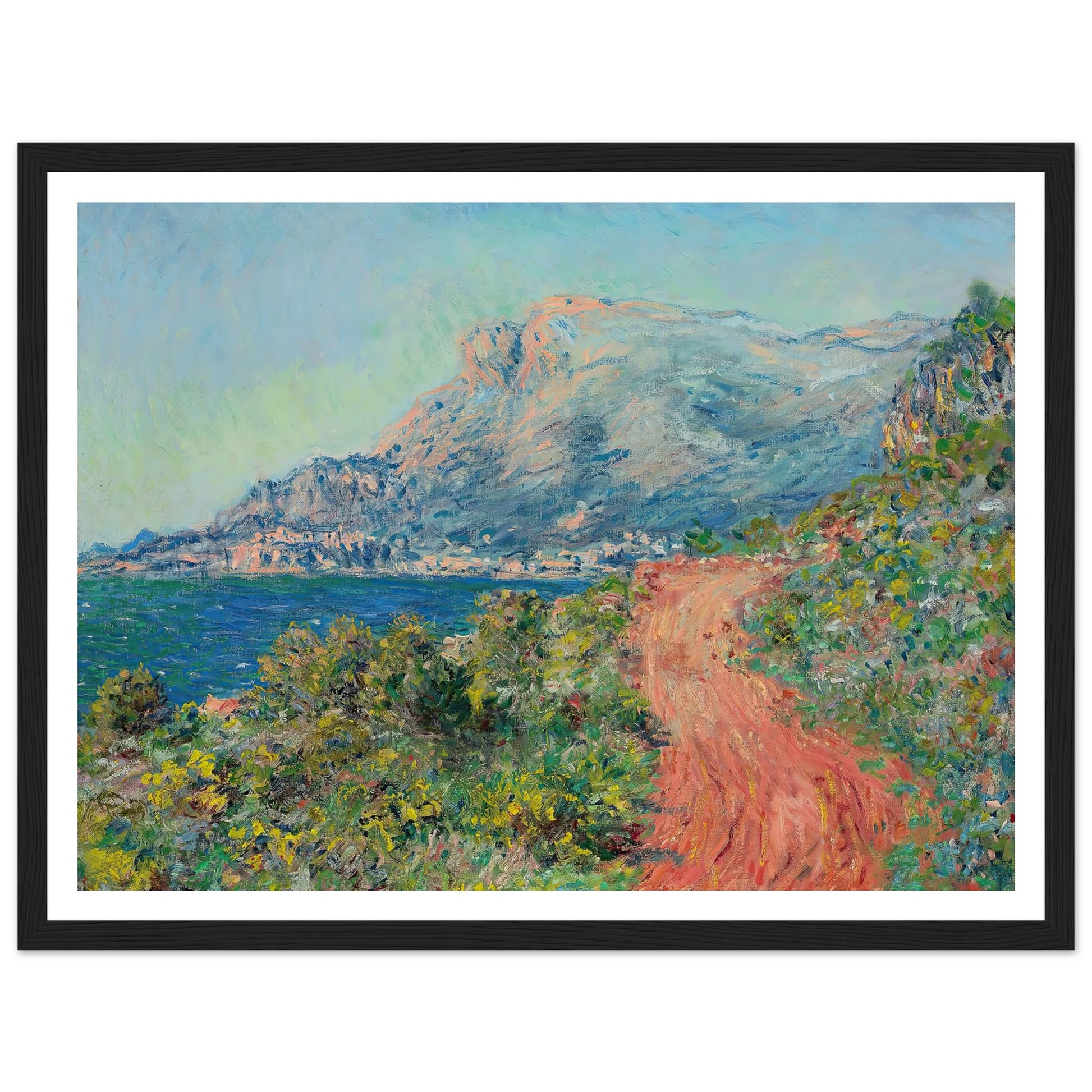La route rouge près de Menton (1884) Art Print | Claude Monet - Framed Poster - 30x40 cm / 12x16″ - Black frame