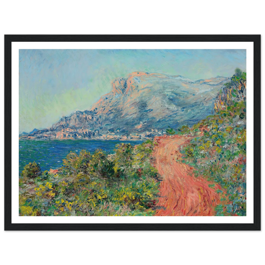 La route rouge près de Menton (1884) Art Print | Claude Monet - Framed Poster - 30x40 cm / 12x16″ - Black frame
