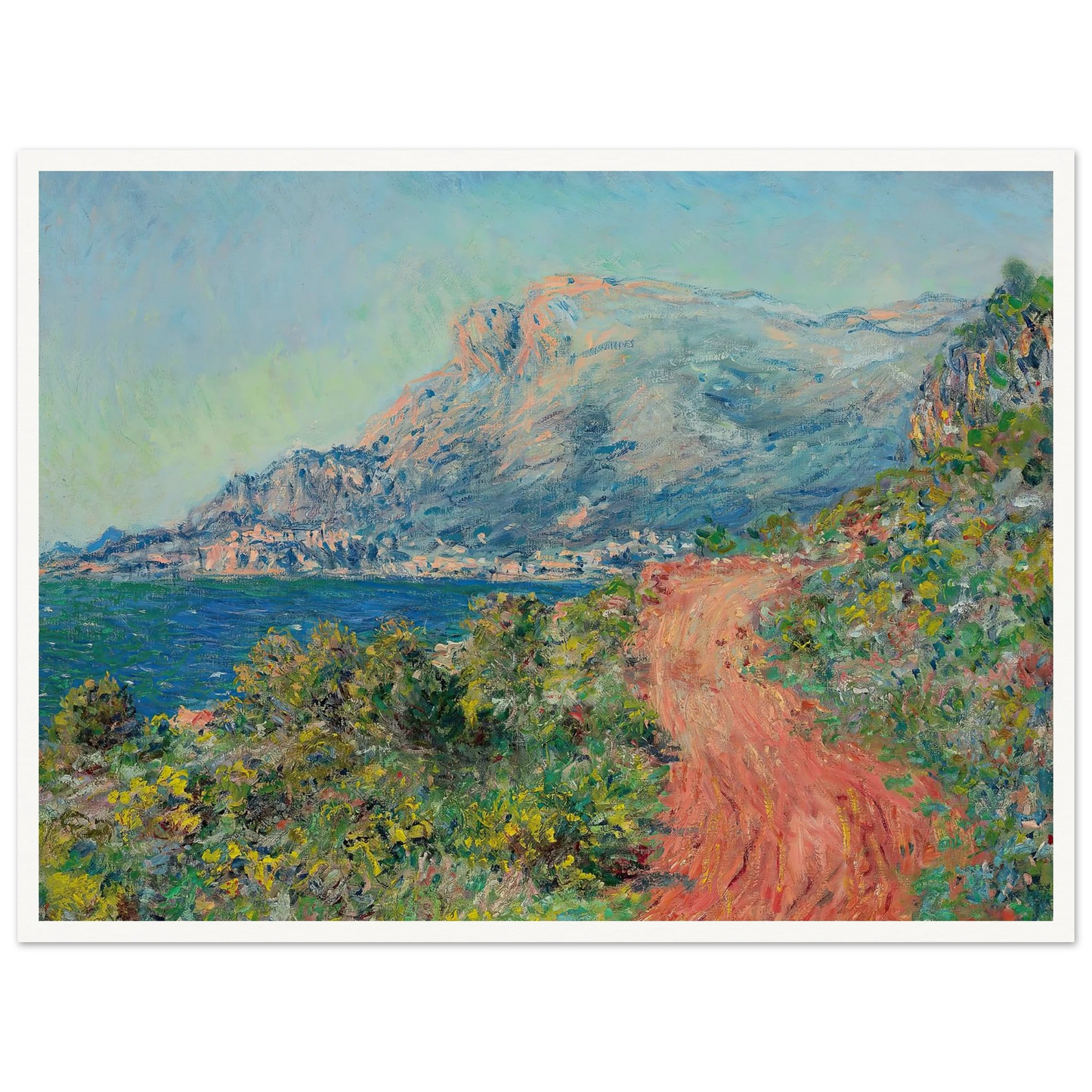 La route rouge près de Menton (1884) Art Print | Claude Monet - Framed Poster - 30x40 cm / 12x16″ - Black frame