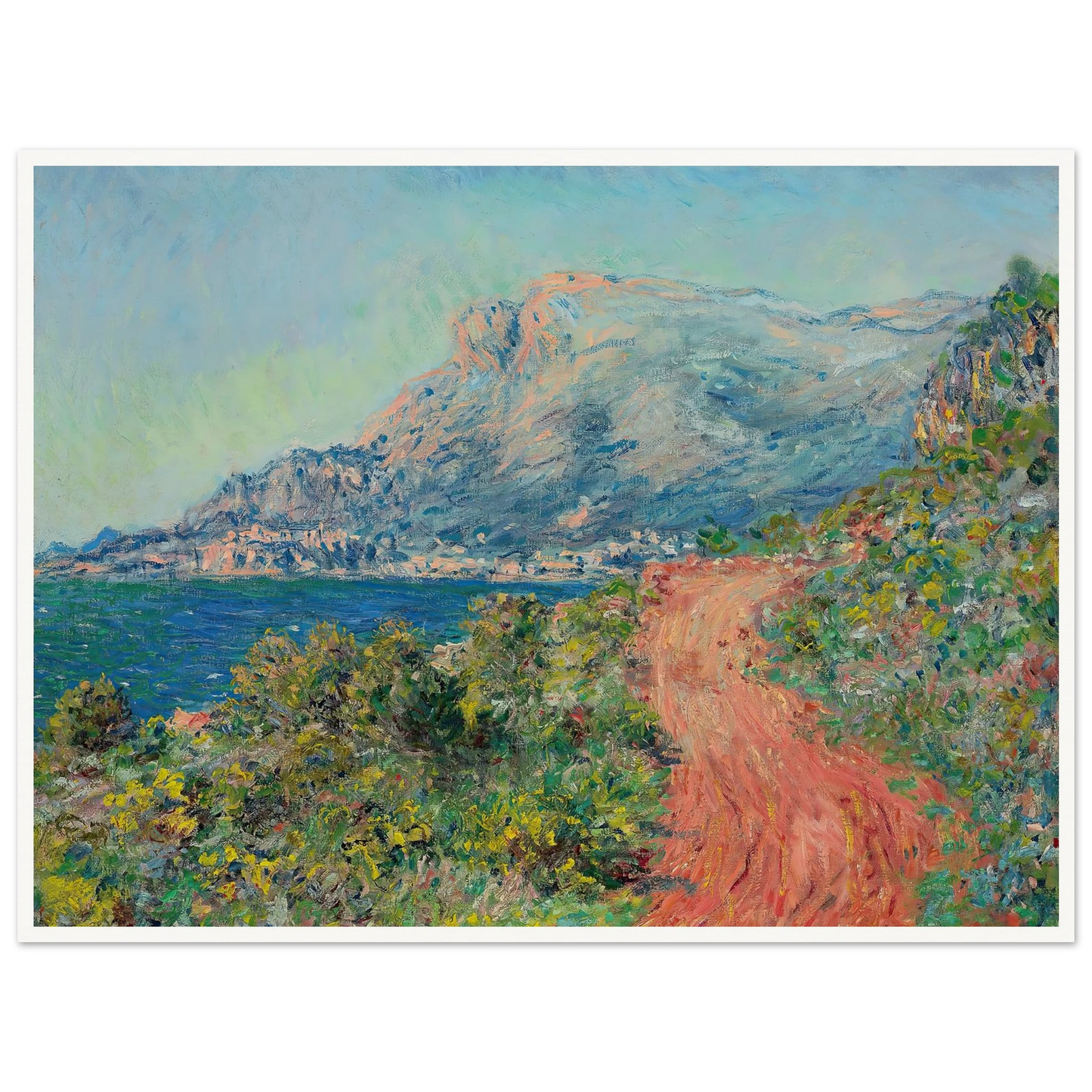 La route rouge près de Menton (1884) Art Print | Claude Monet - Framed Poster - 30x40 cm / 12x16″ - Black frame