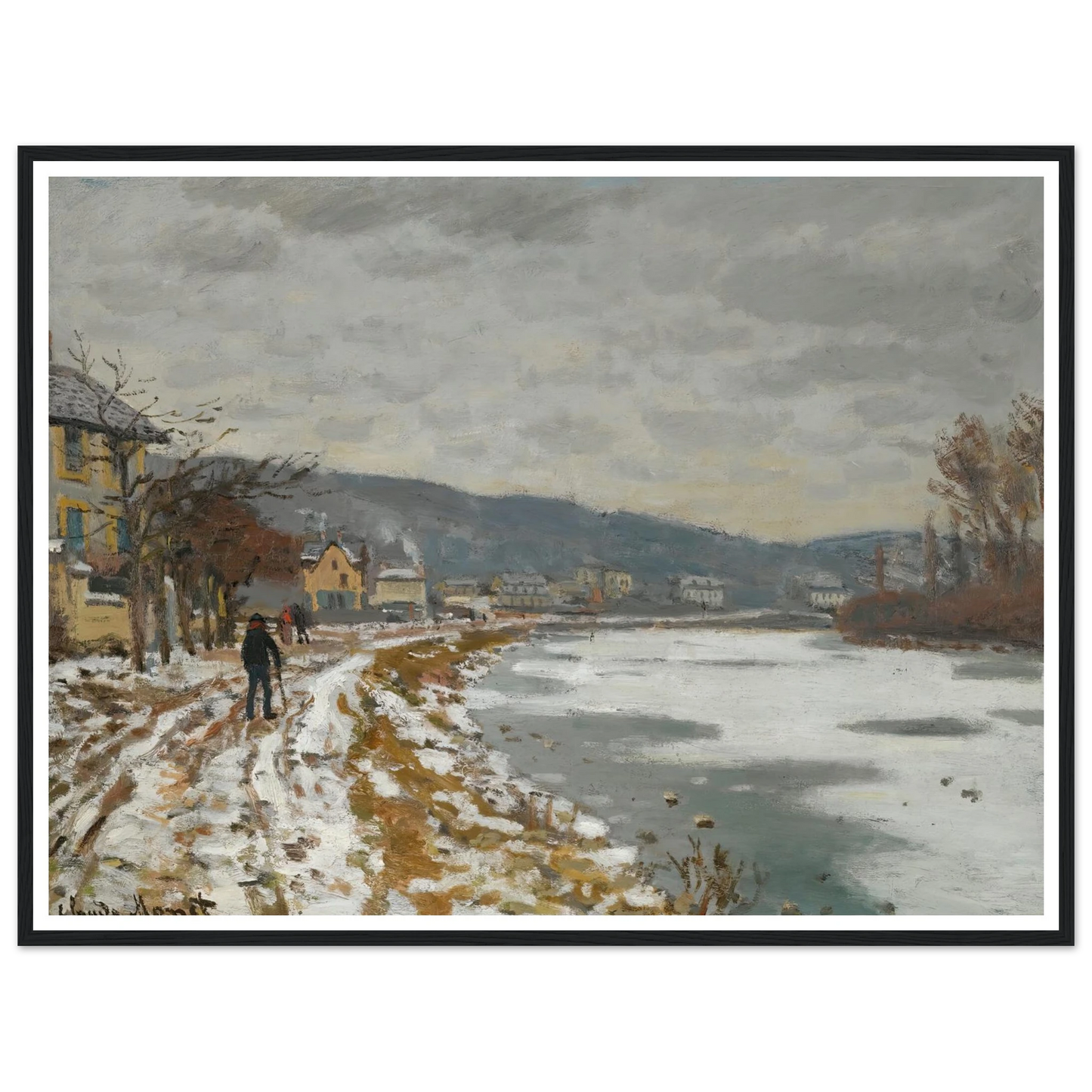 La Seine À Bougival (1869) Art Print | Claude Monet - Framed Poster - 30x40 cm / 12x16″ - Black frame