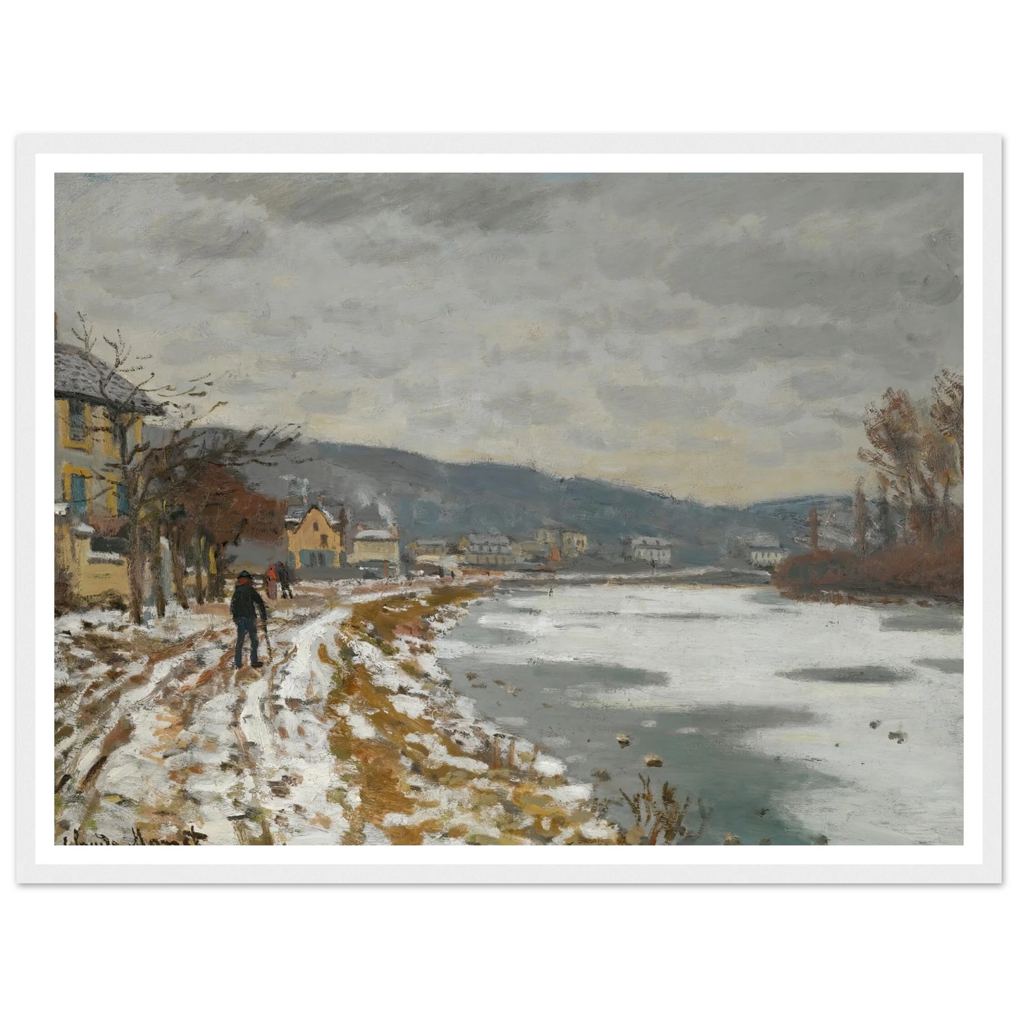 La Seine À Bougival (1869) Art Print | Claude Monet - Framed Poster - 30x40 cm / 12x16″ - Black frame