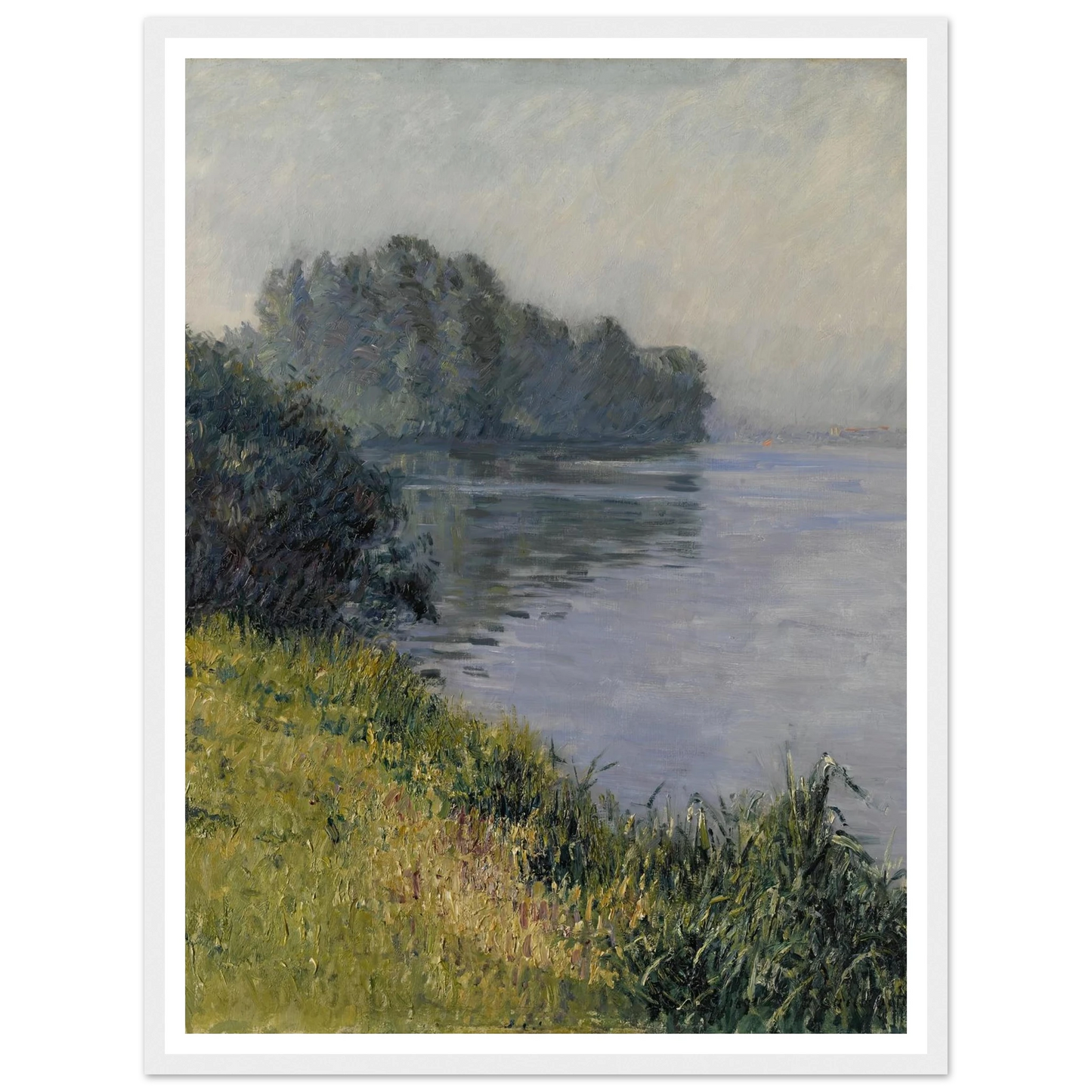 La Seine à l’Île Marante par temps brumeux (1891) Art Print | Gustave Caillebotte - Framed Poster - 30x40 cm / 12x16″ - Black frame