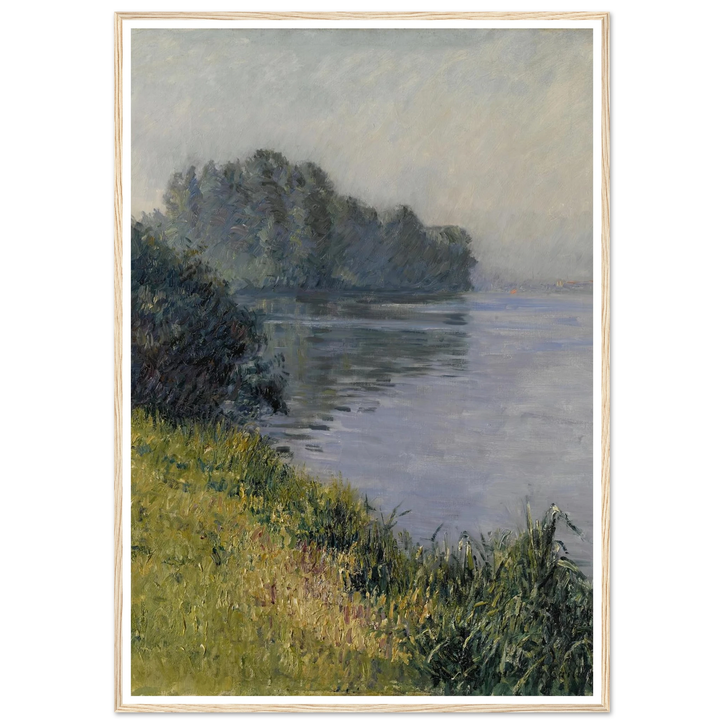 La Seine à l’Île Marante par temps brumeux (1891) Art Print | Gustave Caillebotte - Framed Poster - 30x40 cm / 12x16″ - Black frame
