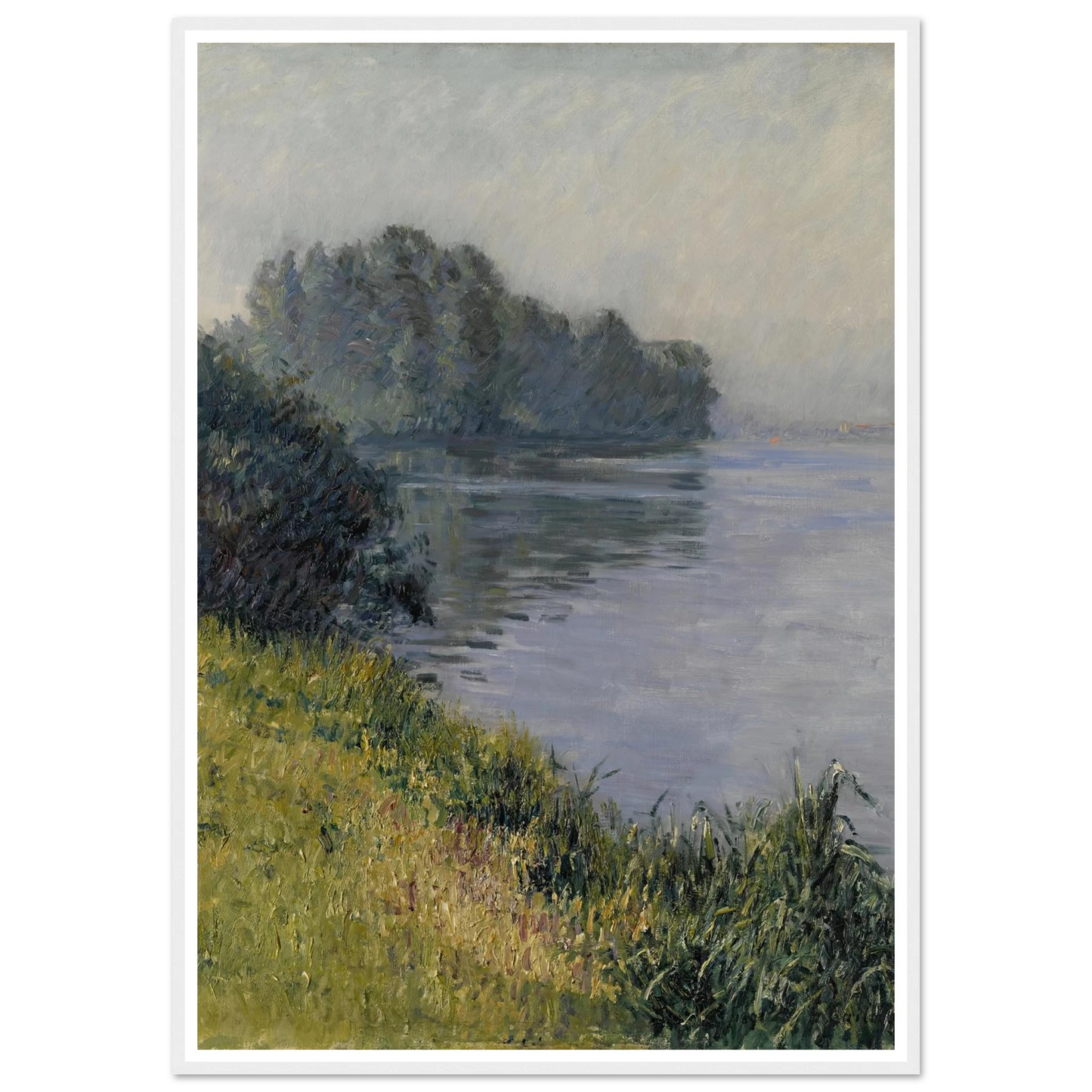 La Seine à l’Île Marante par temps brumeux (1891) Art Print | Gustave Caillebotte - Framed Poster - 30x40 cm / 12x16″ - Black frame