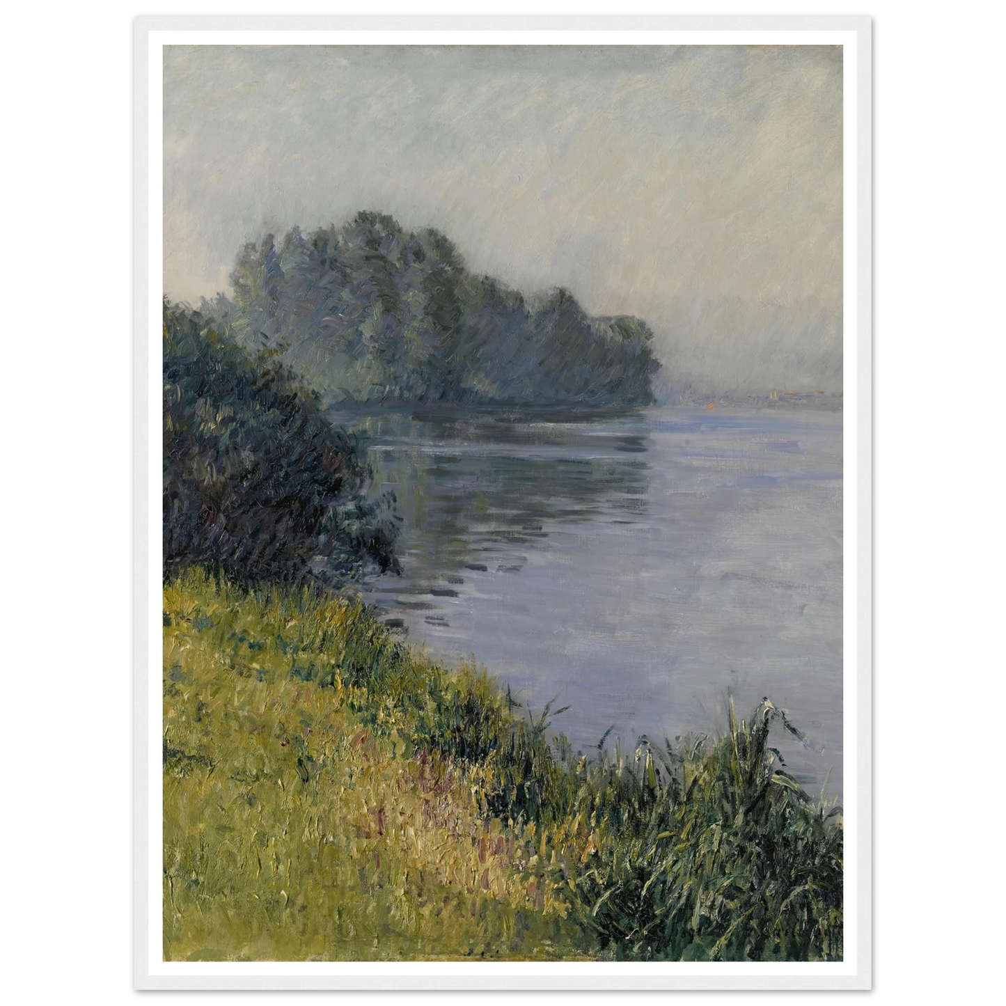 La Seine à l’Île Marante par temps brumeux (1891) Art Print | Gustave Caillebotte - Framed Poster - 30x40 cm / 12x16″ - Black frame