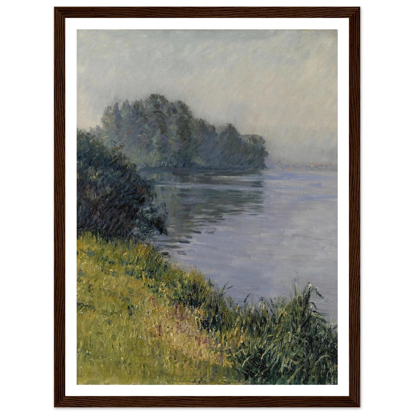 La Seine à l’Île Marante par temps brumeux (1891) Art Print | Gustave Caillebotte - Framed Poster - 30x40 cm / 12x16″ - Black frame