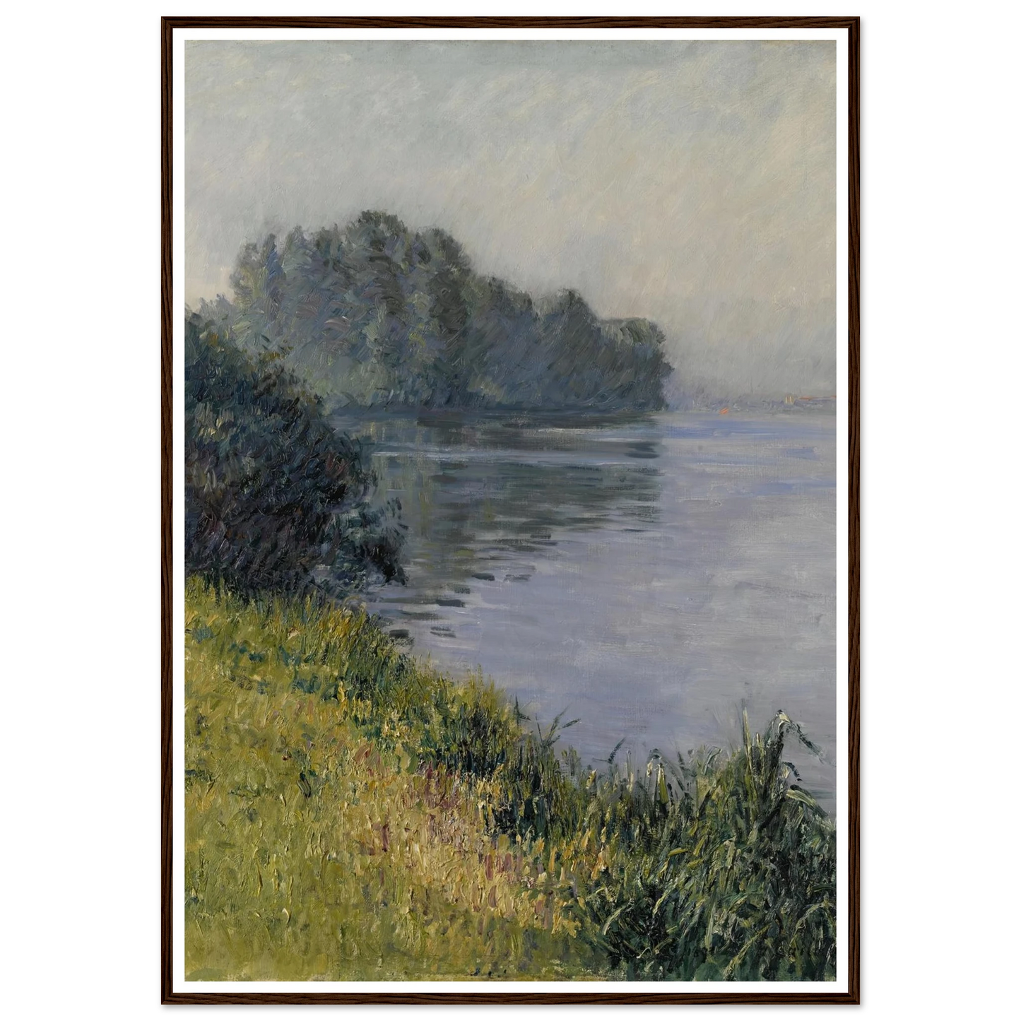 La Seine à l’Île Marante par temps brumeux (1891) Art Print | Gustave Caillebotte - Framed Poster - 30x40 cm / 12x16″ - Black frame