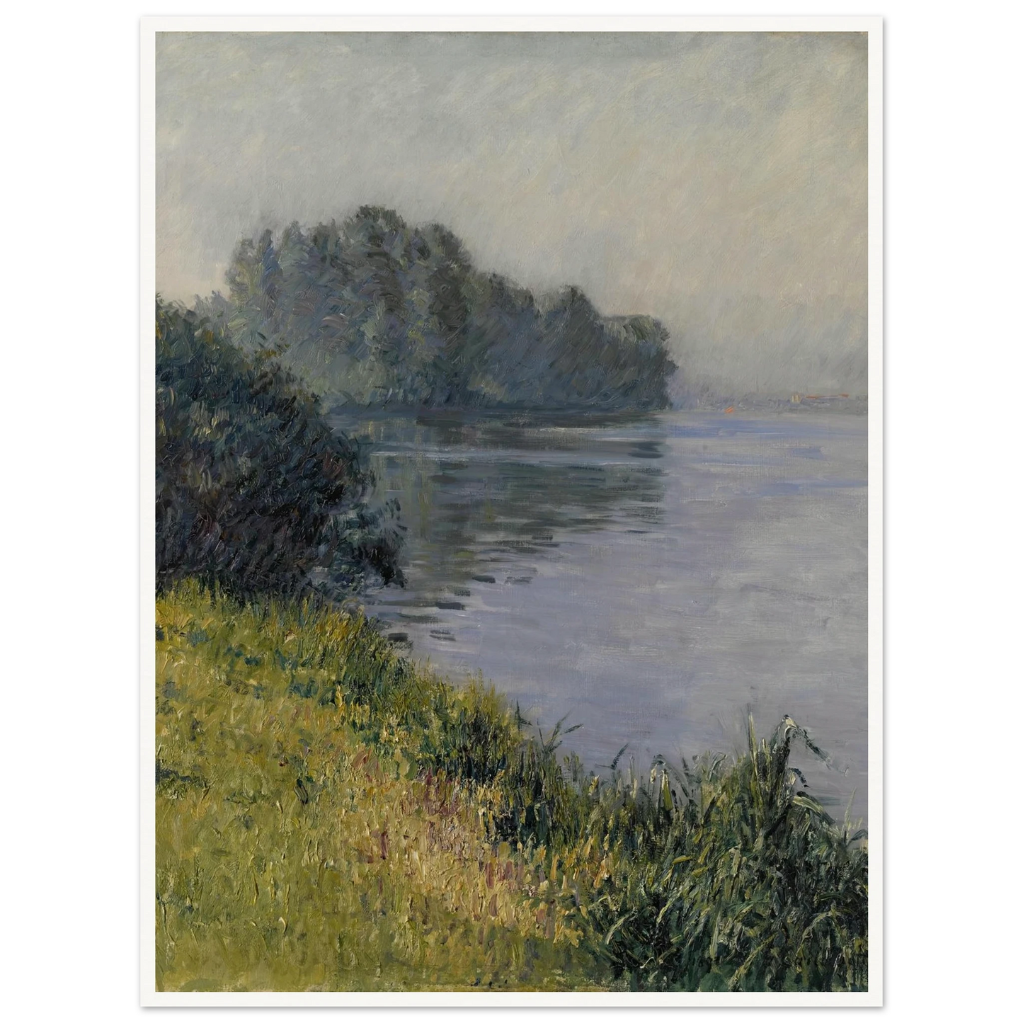 La Seine à l’Île Marante par temps brumeux (1891) Art Print | Gustave Caillebotte - Framed Poster - 30x40 cm / 12x16″ - Black frame